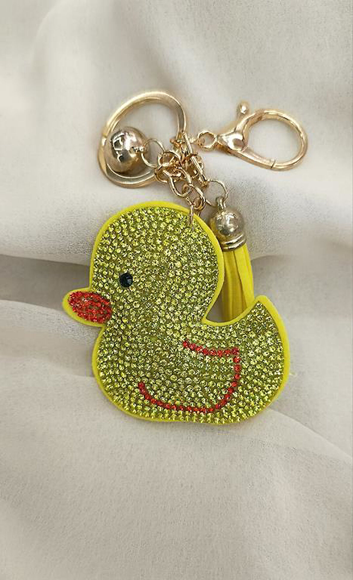 Anahtarlık Sevimli Civciv Taşlı Araba Çanta Cüzdan Süsü  
