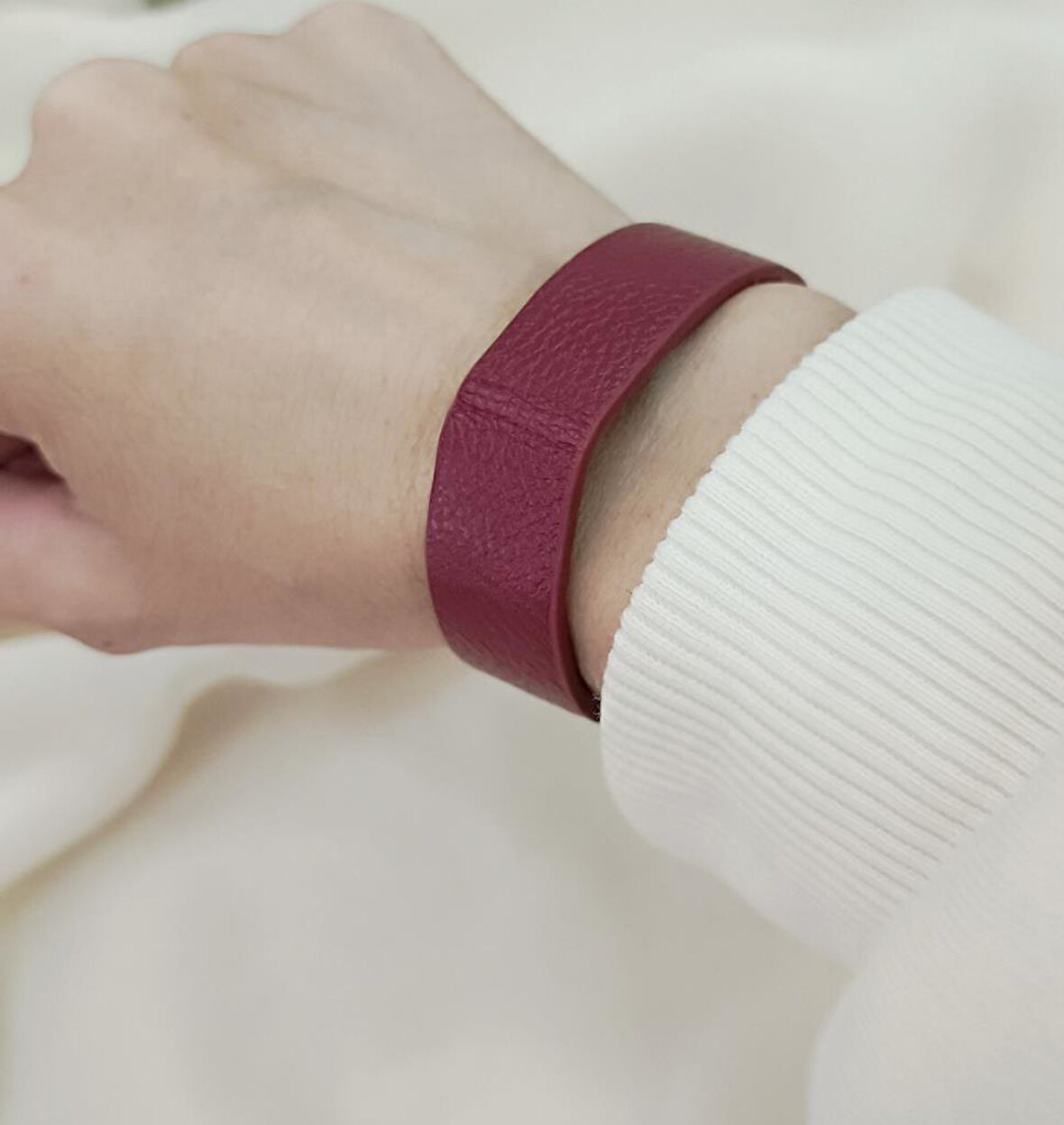 Bileklik Punk Deri Unisex Bordo 1 Adet Bilezik Kadın Kız Aksesuar 