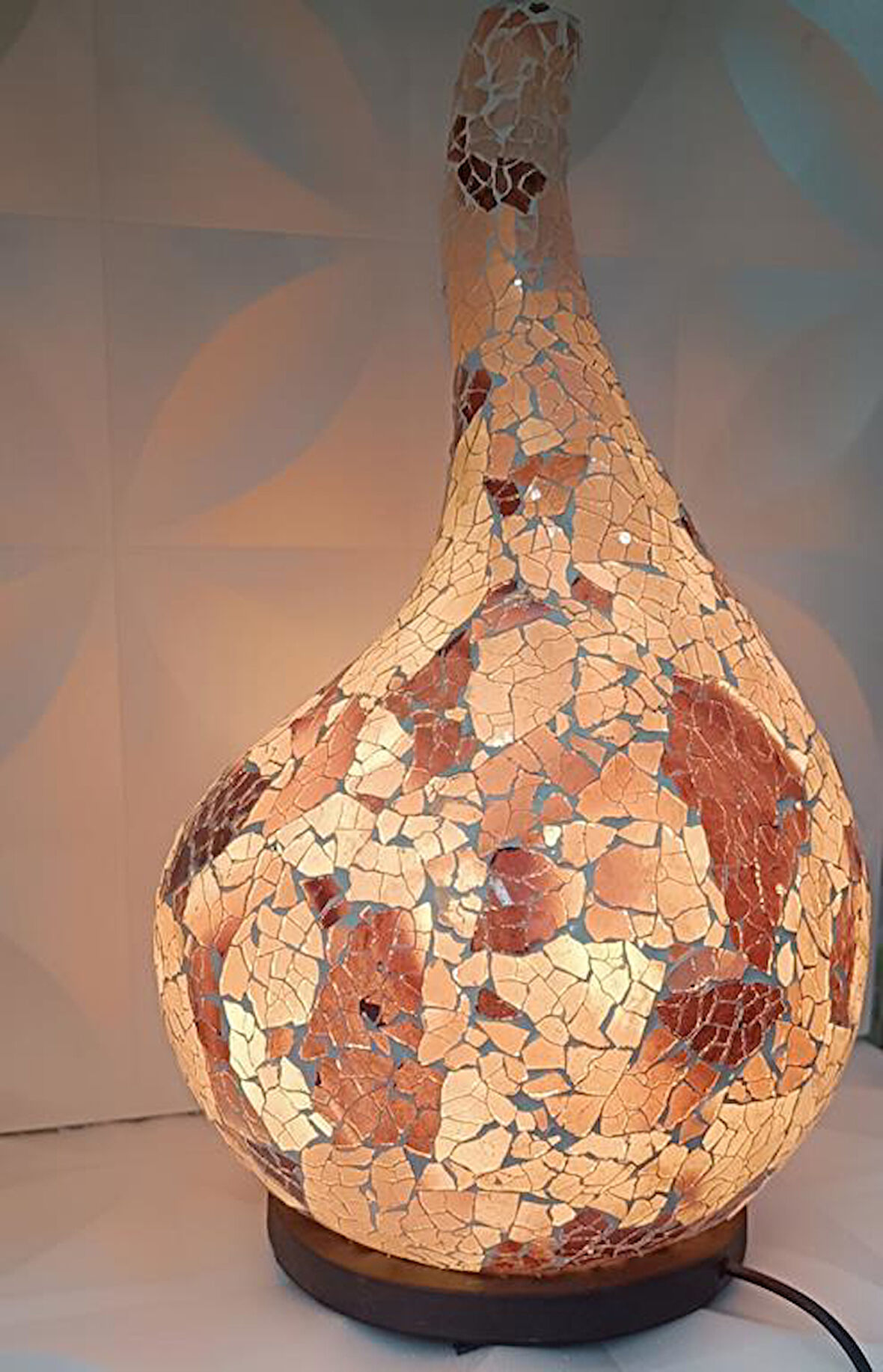 Mozaik Lamba Otantik 43 cm Yatak Odası Masa Üstü Gece Lambası El İşciliğidir