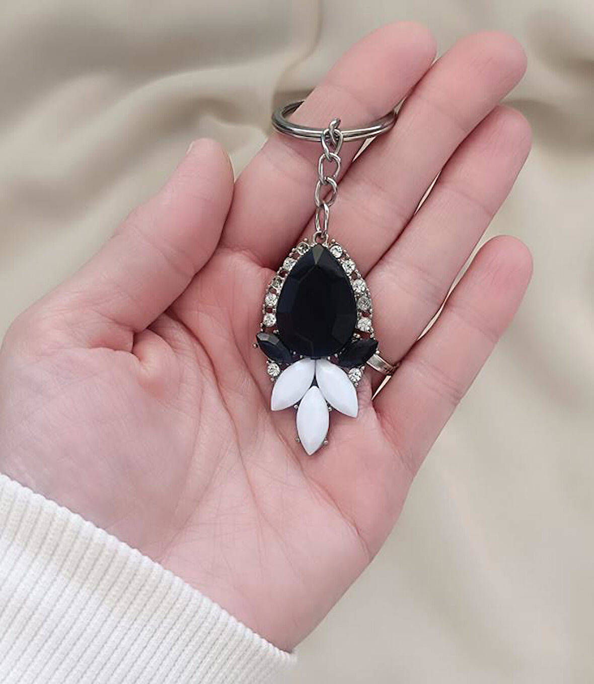 Anahtarlık Swarovski Çiçekli Araba Cüzdan Çanta Süsü Aksesuar Kadın 