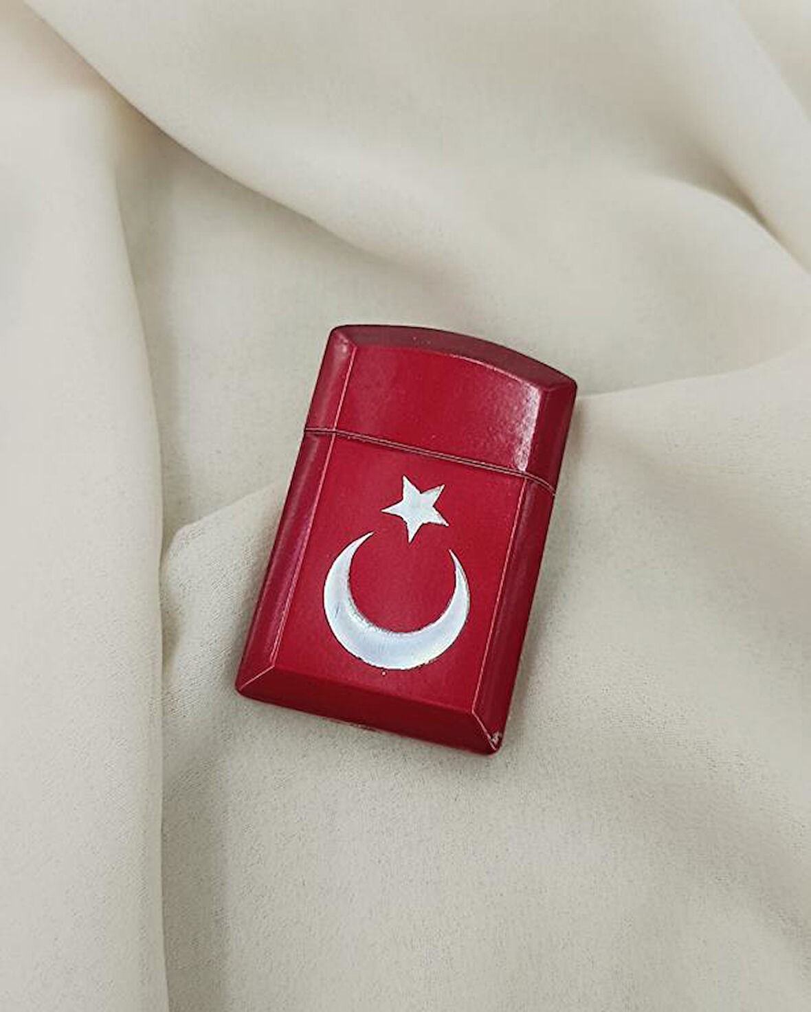 Çakmak Metal Gazlı Doldurulabilir Çakmak Ay Yıldız İşlemeli     