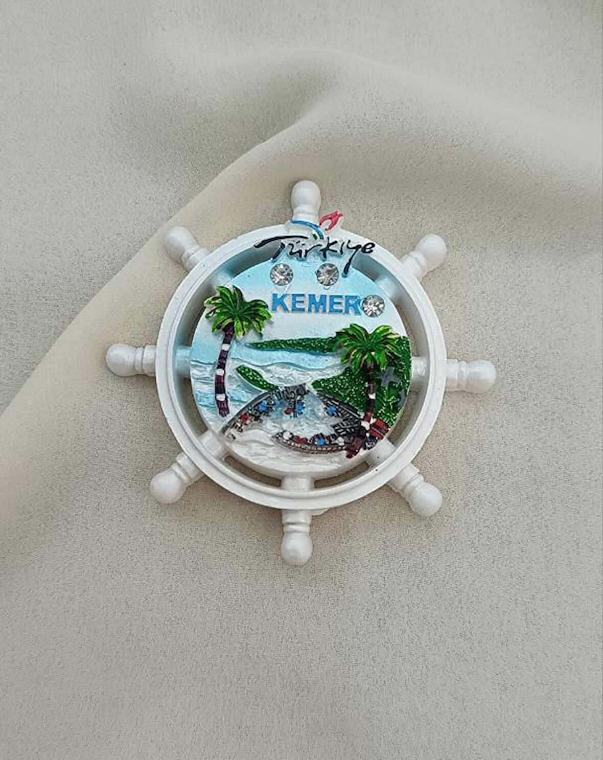 Magnet Dümen Mıknatıslı Buzdolabı Süsü Nazar Göz Boncukllu Palmiye Türkiye Kemer Yazılı