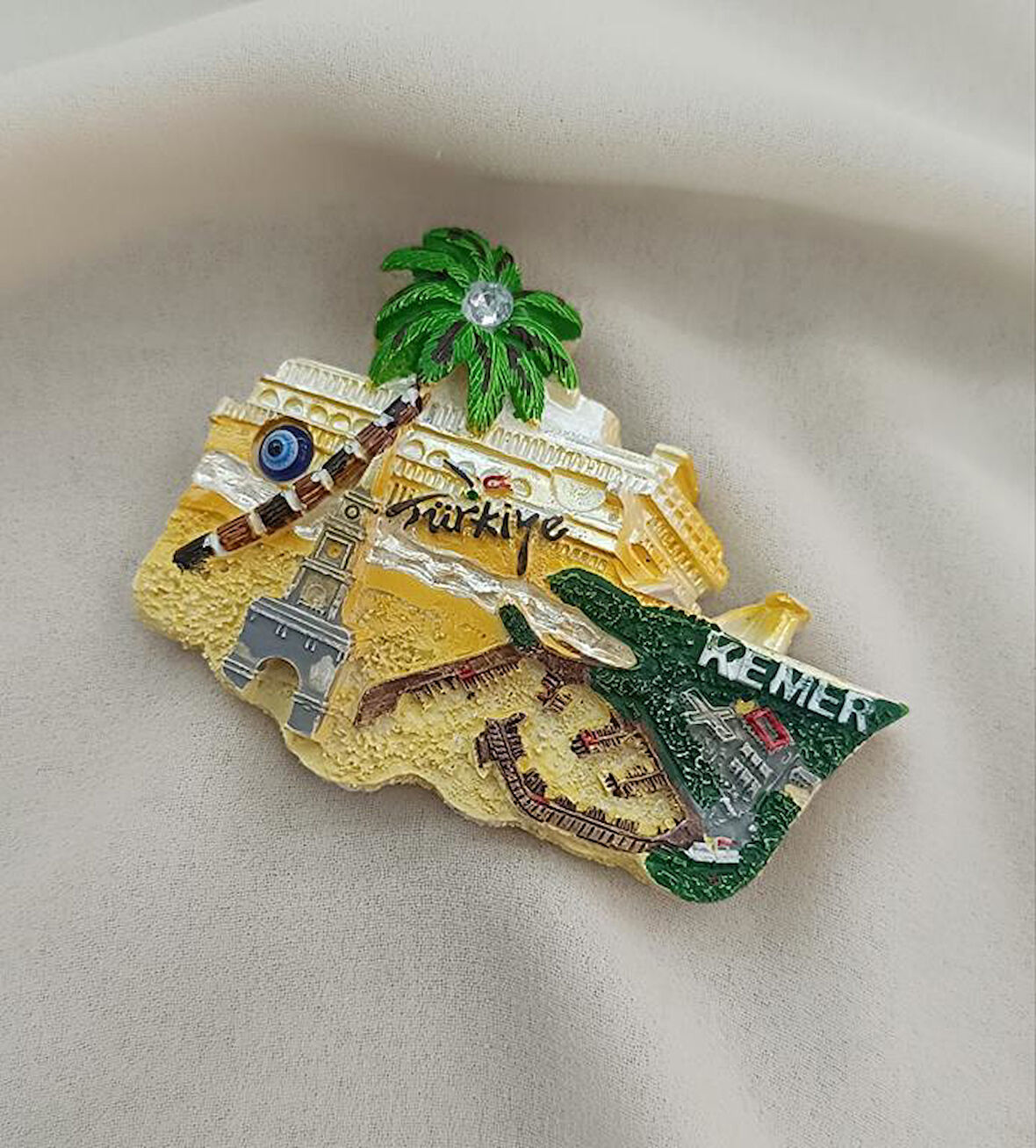 Magnet Gemi Deniz Kule Palmiye Nazar Göz Boncuk Taşlı Mıknatıslı Buzdolabı Süsü       