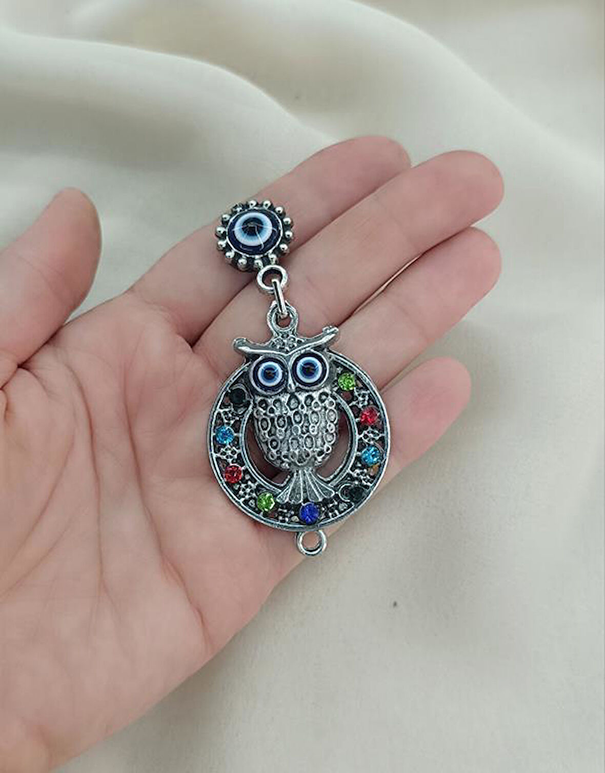 Magnet Baykuş Taşlı Metal Buzdolabı Süsü Mıknatıslı Mağnet  