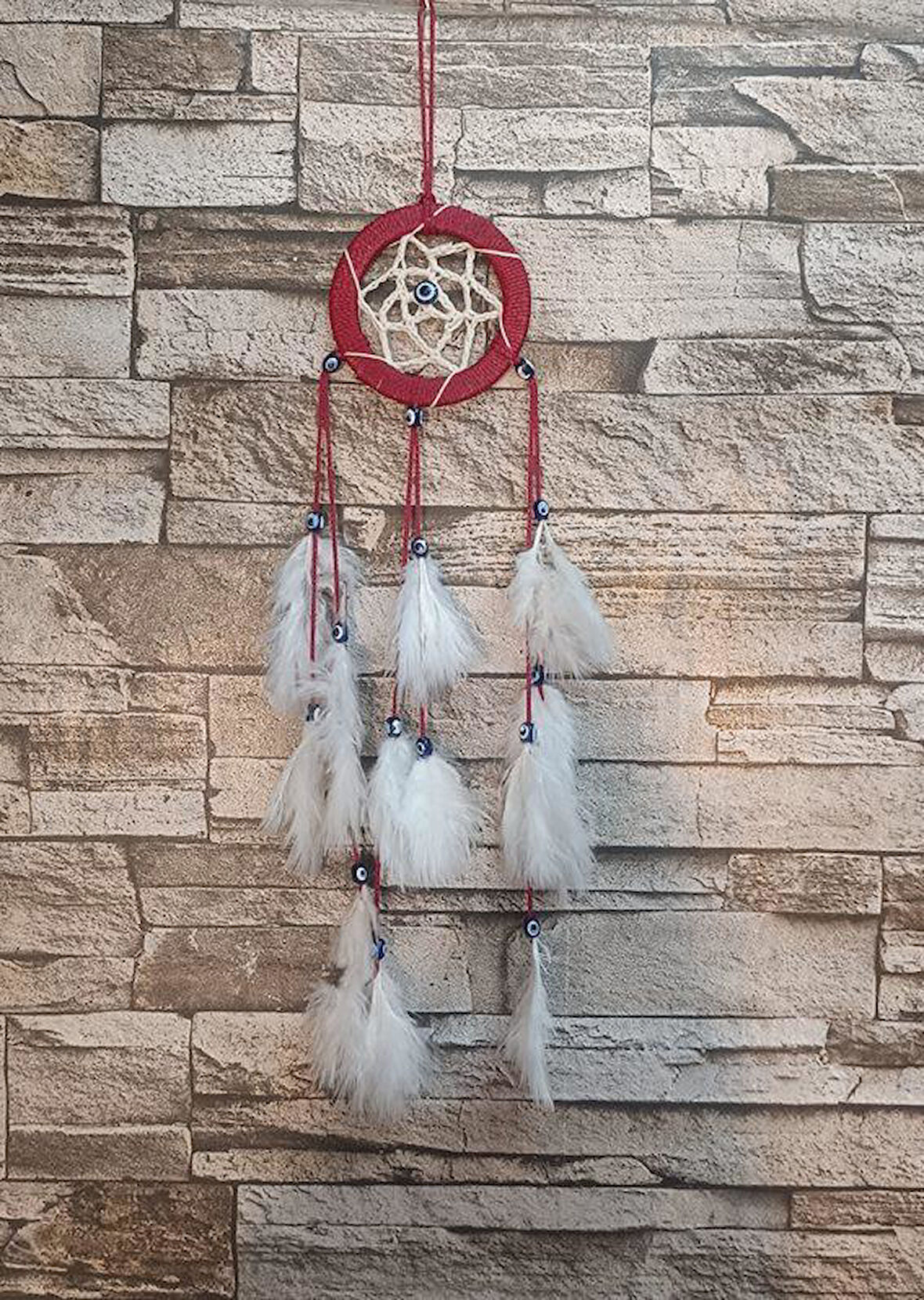 Düş Kapanı Araba Dikiz Ayna Duvar Süsü Hand Made Dreamcatcher Rüya Kapanı  