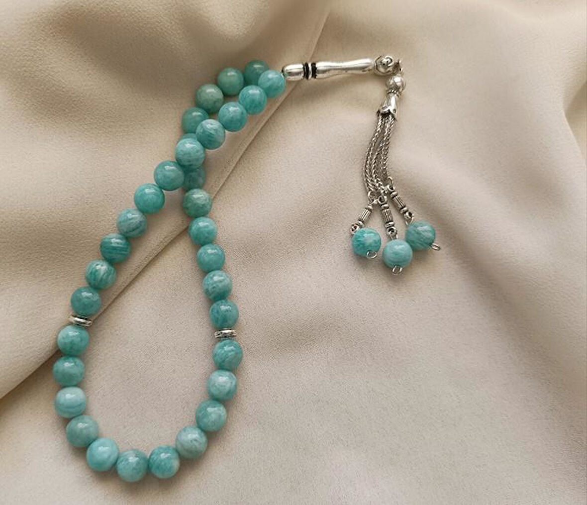 Tesbih 33 lü 08 mm Doğal Taş Amazonit AAA Kalite Tesbih  