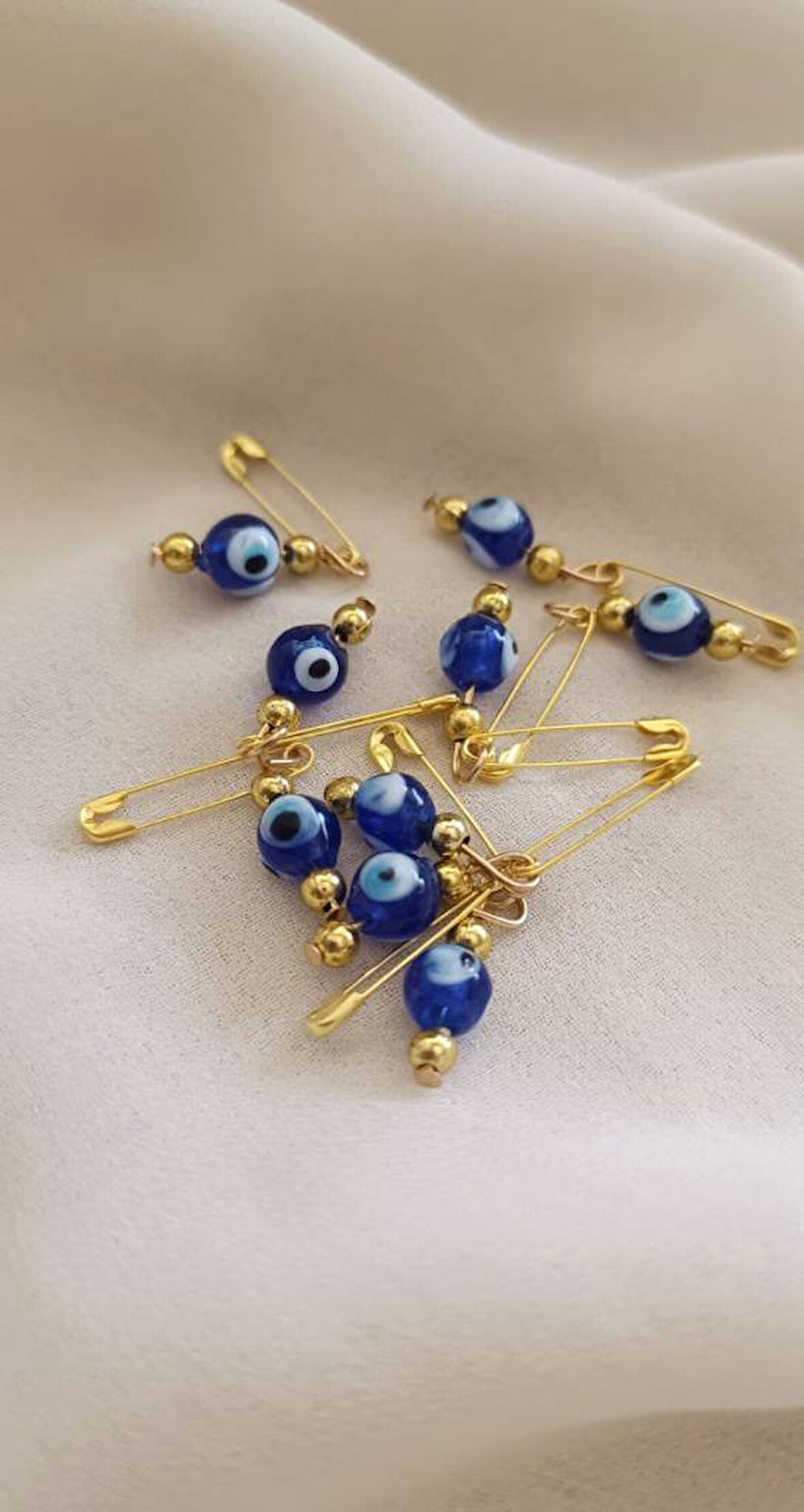 10 Adet 0.8 mm Maşallahlık İğneli Cam Nazar Boncuğu 