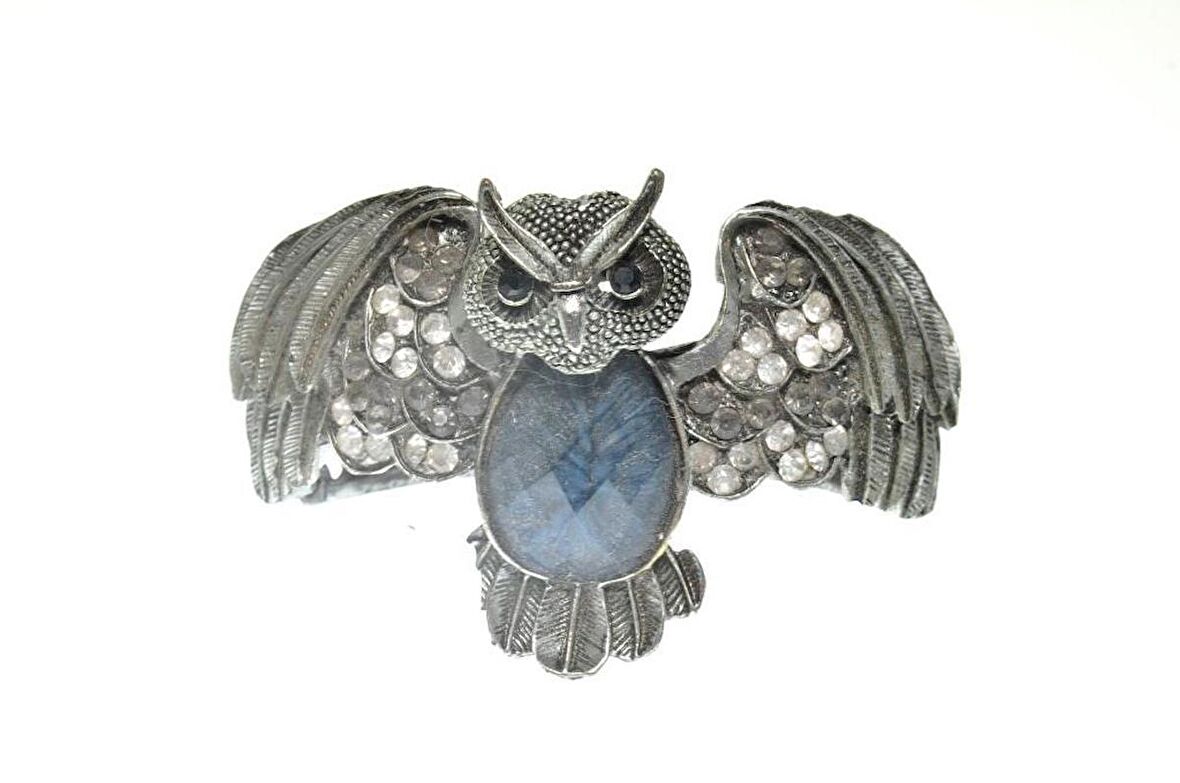 Hdmarketim Otantik Swarovski Taşlı Yarasa Kelepçe Metal Bileklik 5511
