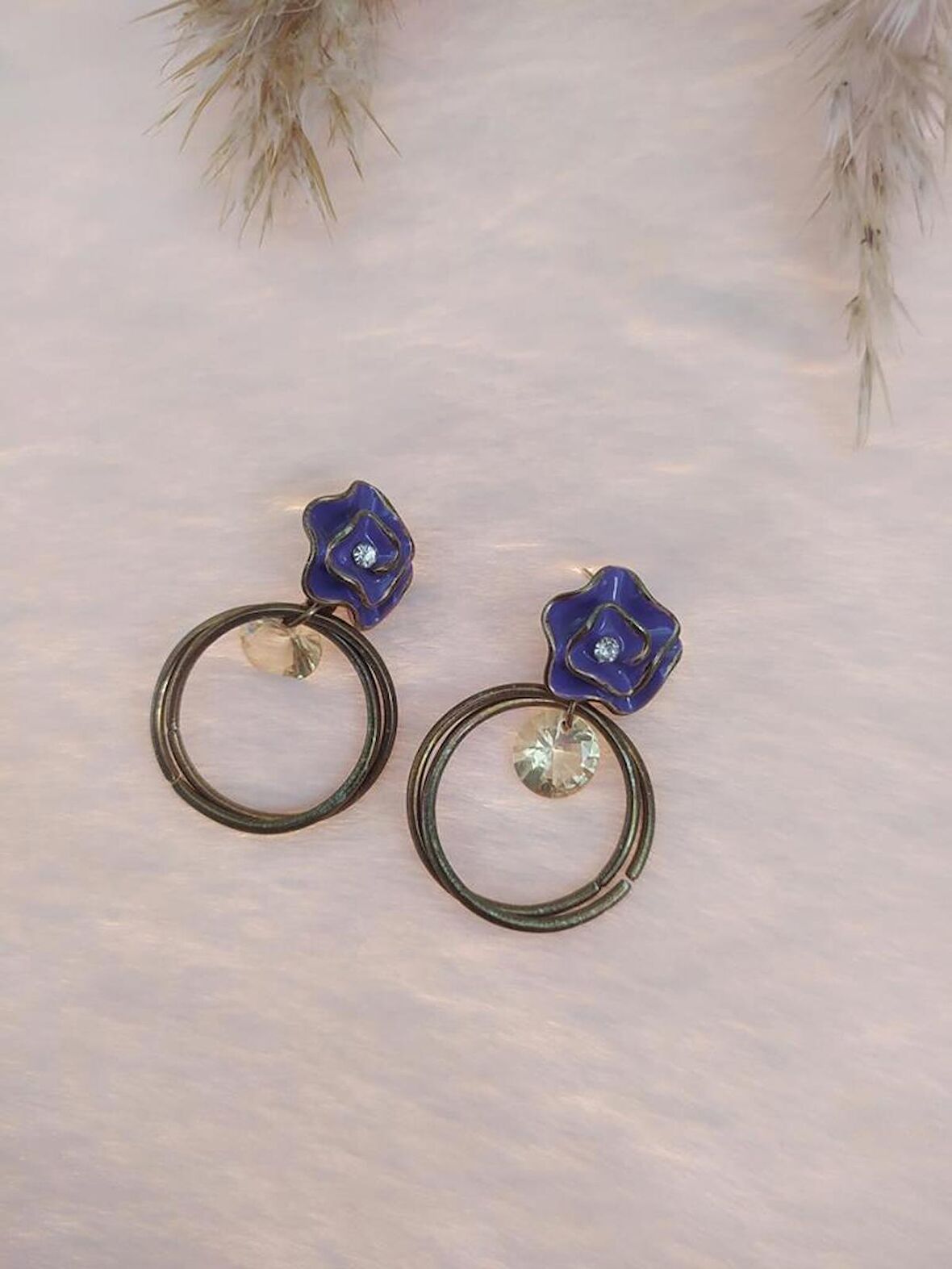 Hdmarketim Swarovski Taşlı Otantik Sallantılı Anadolu Doğa Temalı Küpe