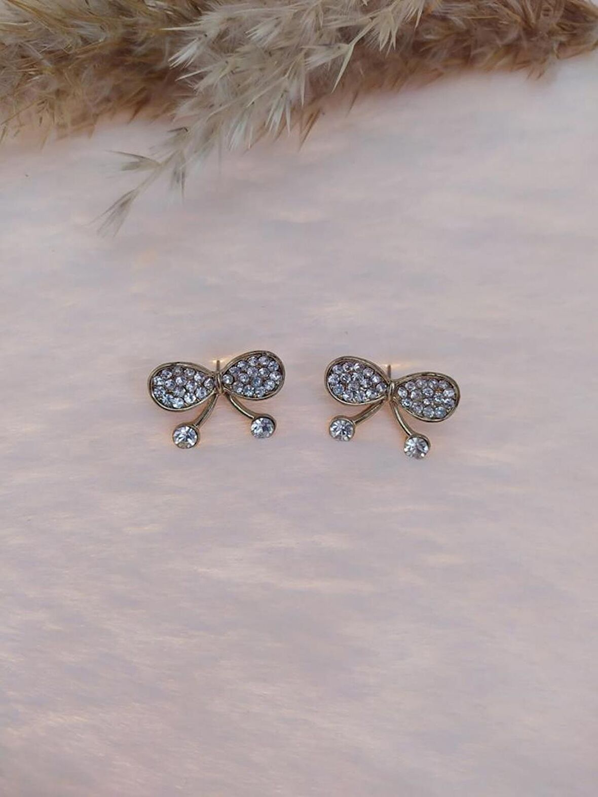 Hdmarketim Kelebek Swarovski Taşlı İncili Doğa Temalı Küpe