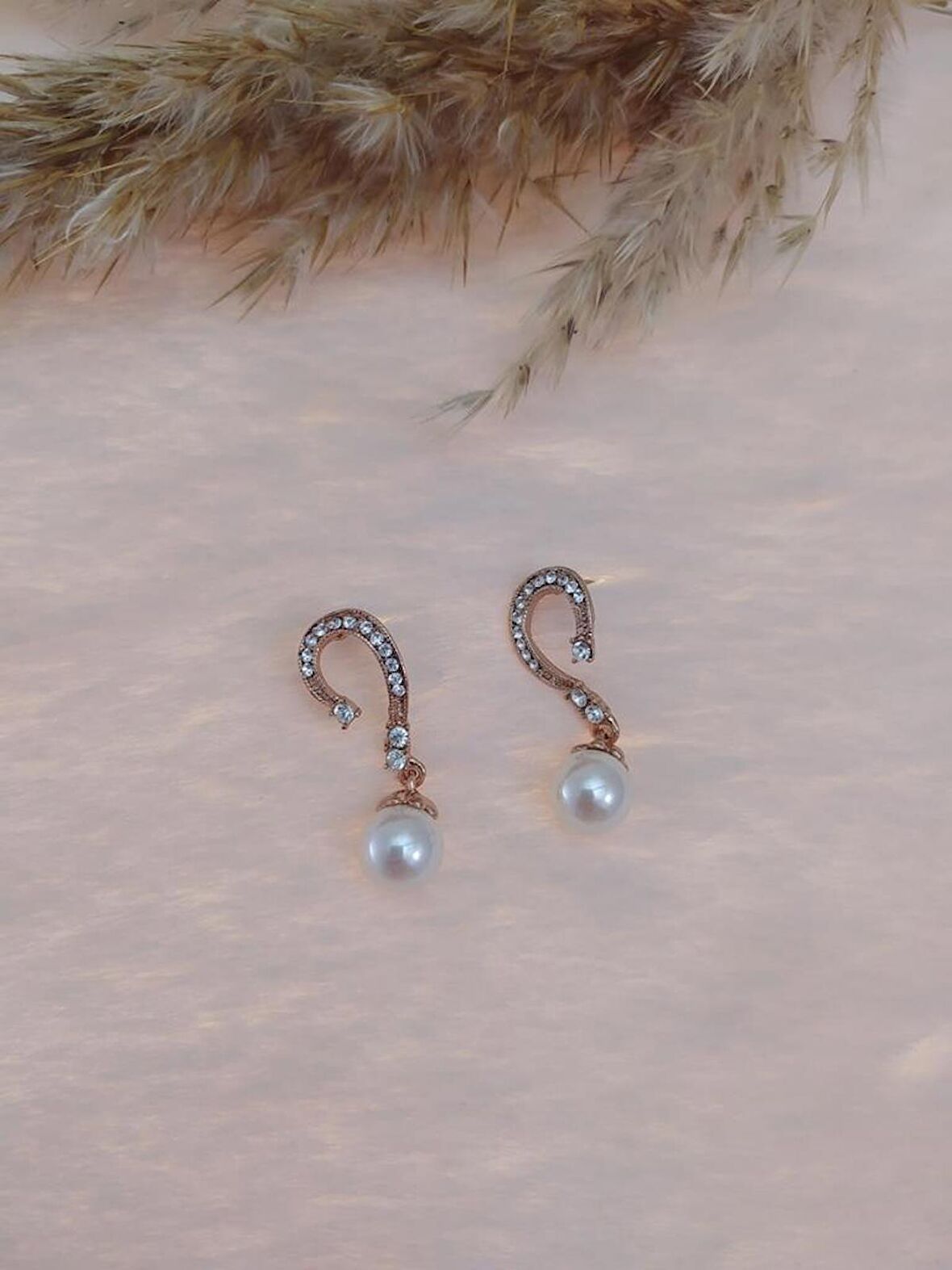 Hdmarketim Swarovski Taşlı İncili Doğa Temalı Küpe