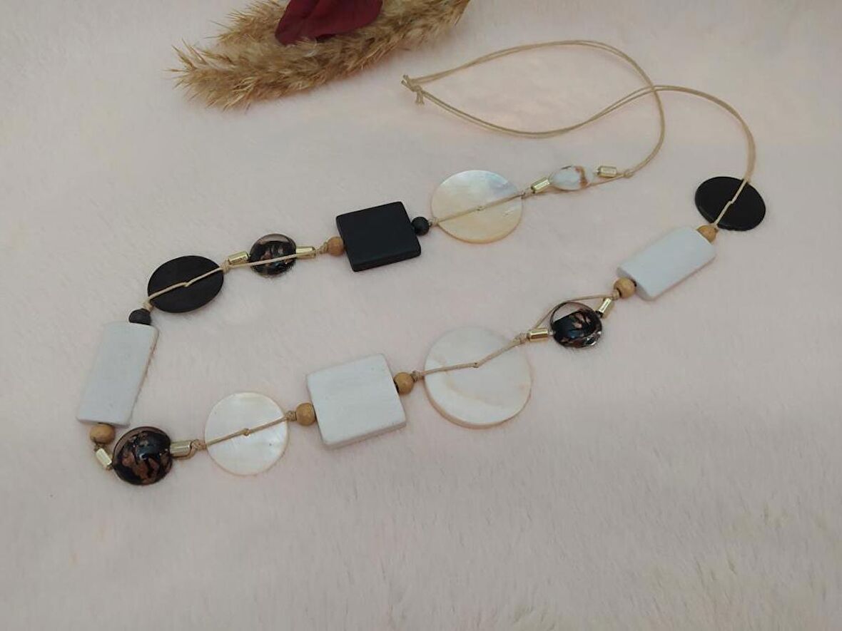 Hdmarketim Doğal Sedef Taş Moda Tasarım Kolye