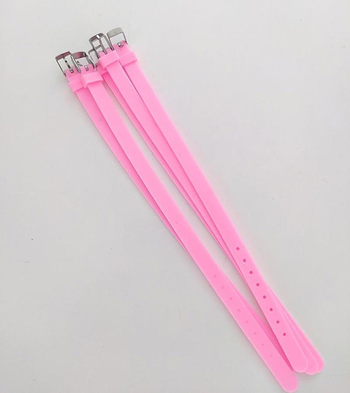 Bileklik 5 li Silikon Pembe 08 mm Ayarlanabilir Charm Takılabilen Bileklik