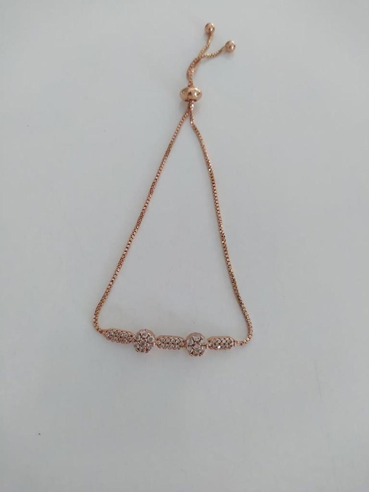 Asansörlü Swaroski Taşlı Çift Kalpli Bileklik Rose Gold Kadın9610