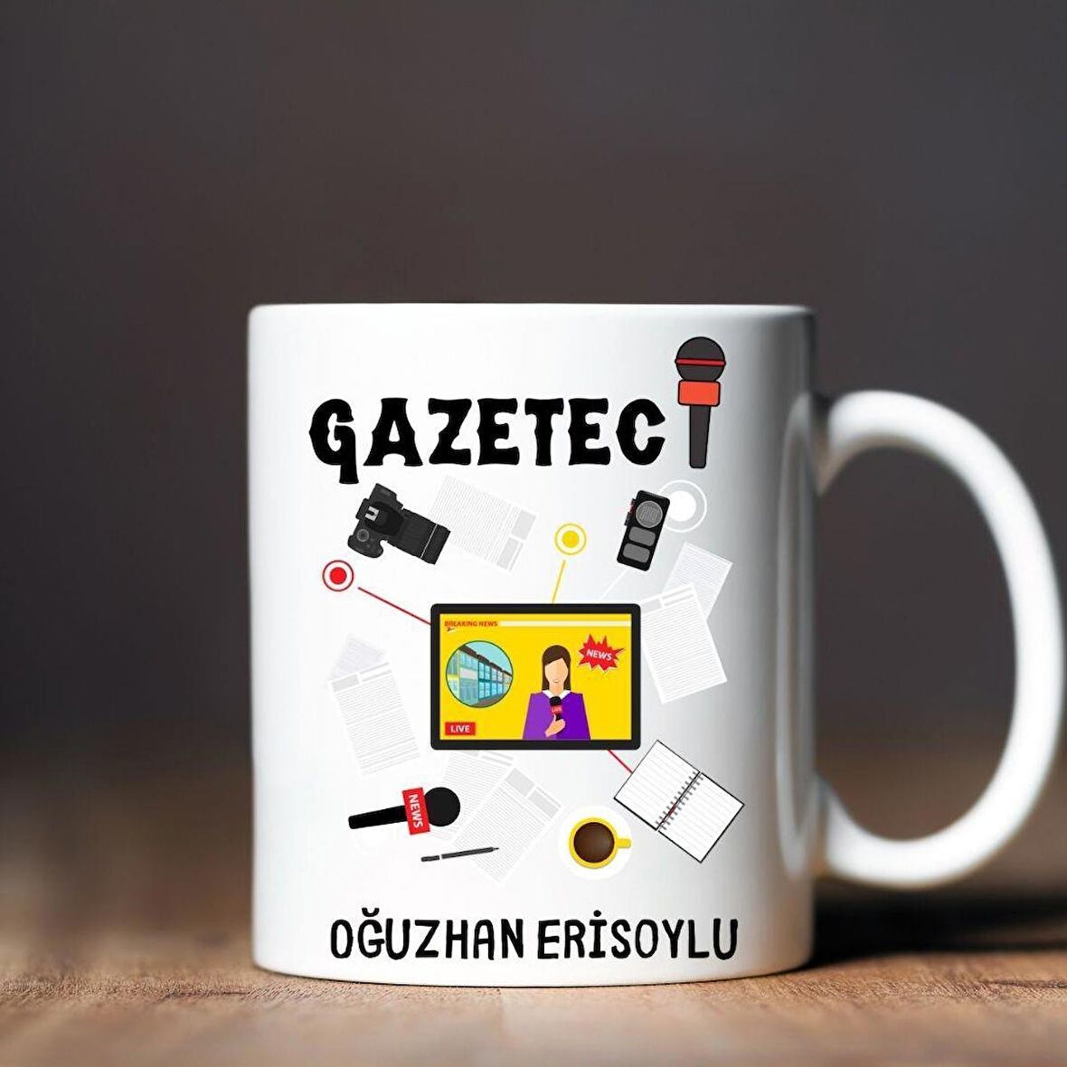 Gazetecilere Özel Tasarımlu Kupa Bardak