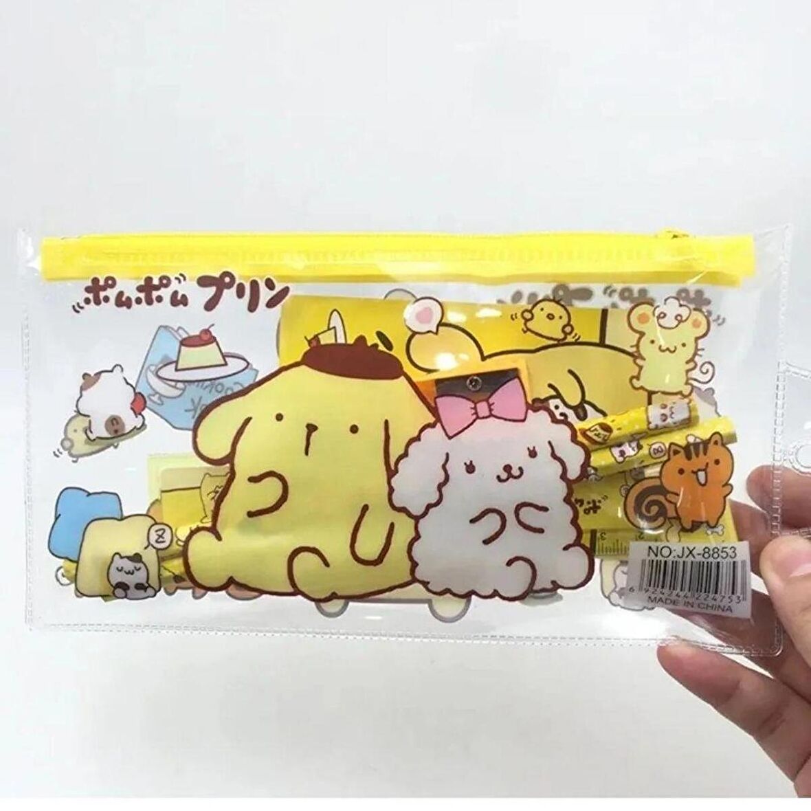 Kawaii Pompompurin Şeffaf Kalemlikli Kırtasiye Seti