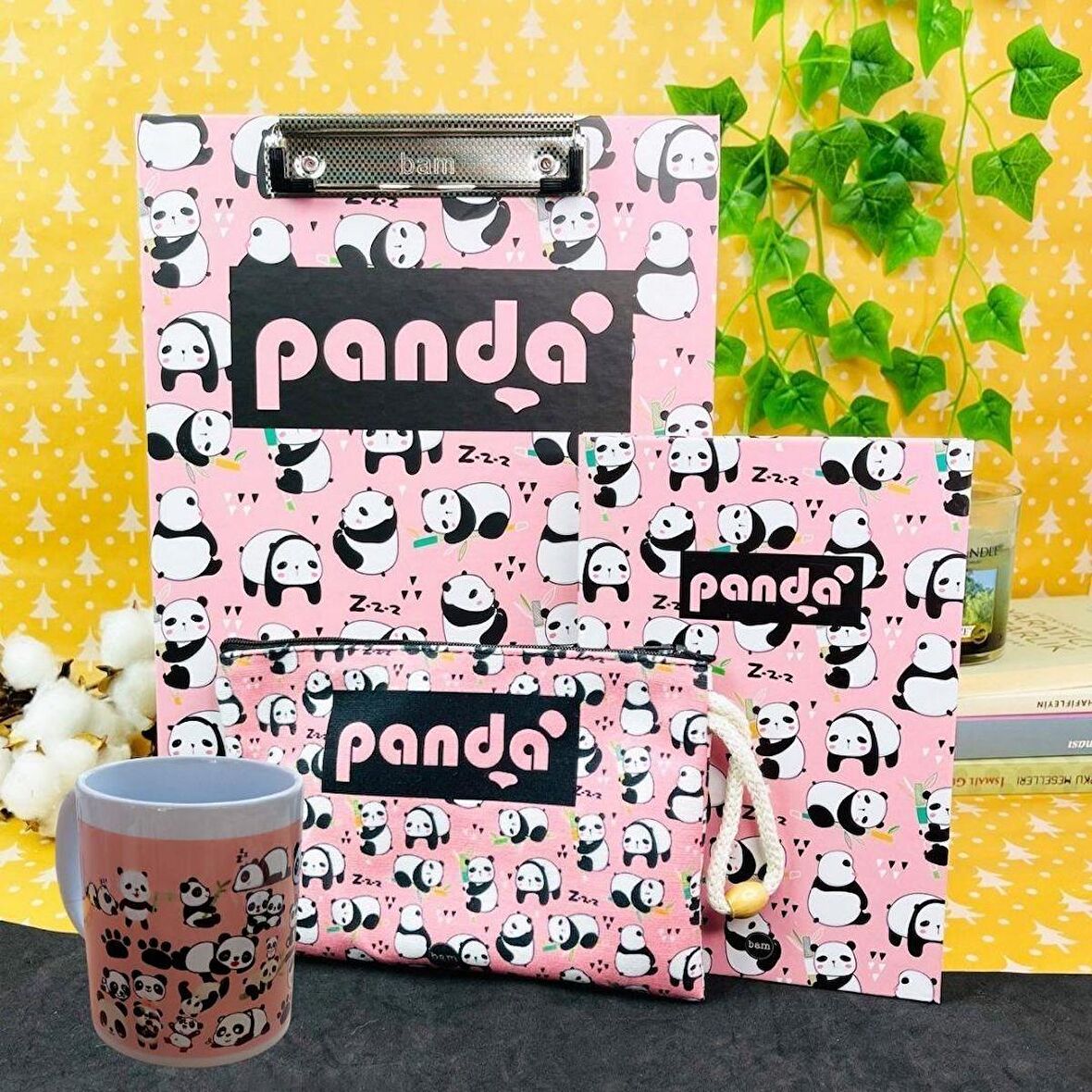 Panda Tasarımlı Bardak Kırtasiye Seti