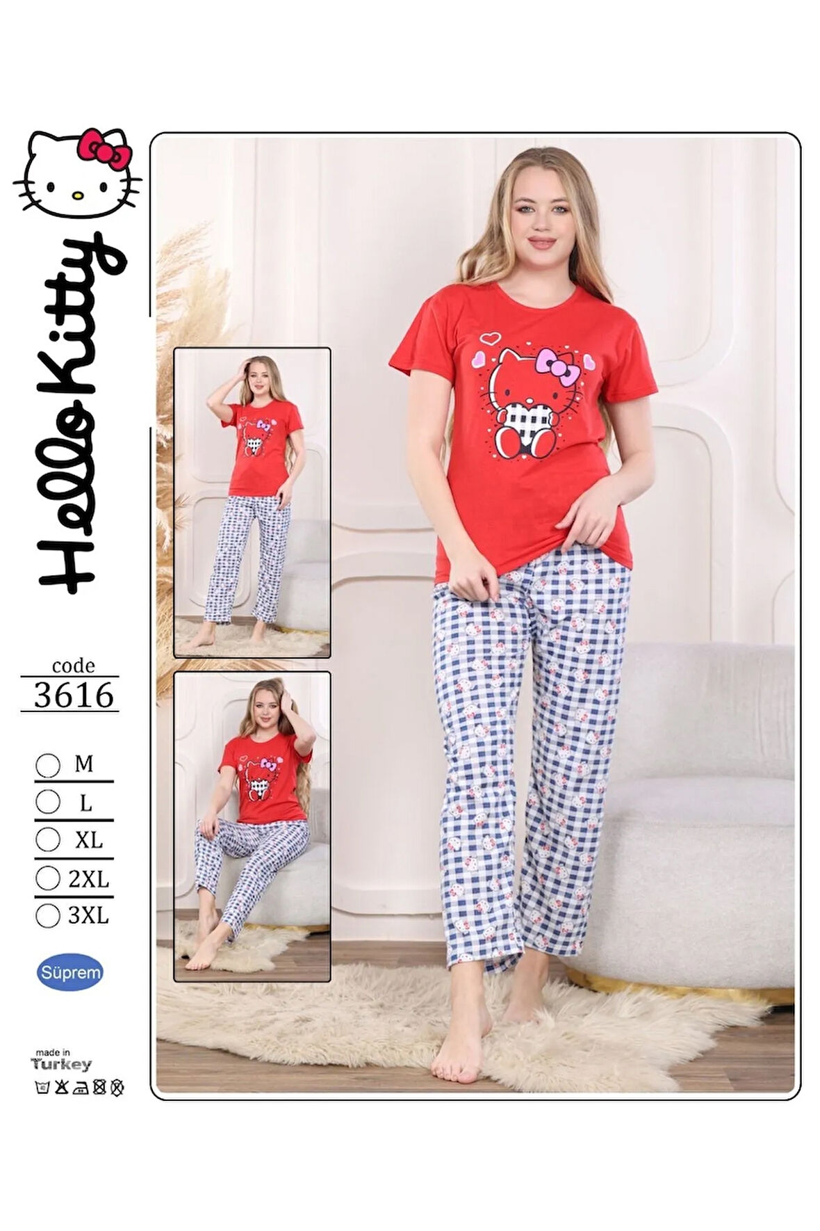 Kadın Homewear Hello Kitty Pijama Takımı Yeni Sezon