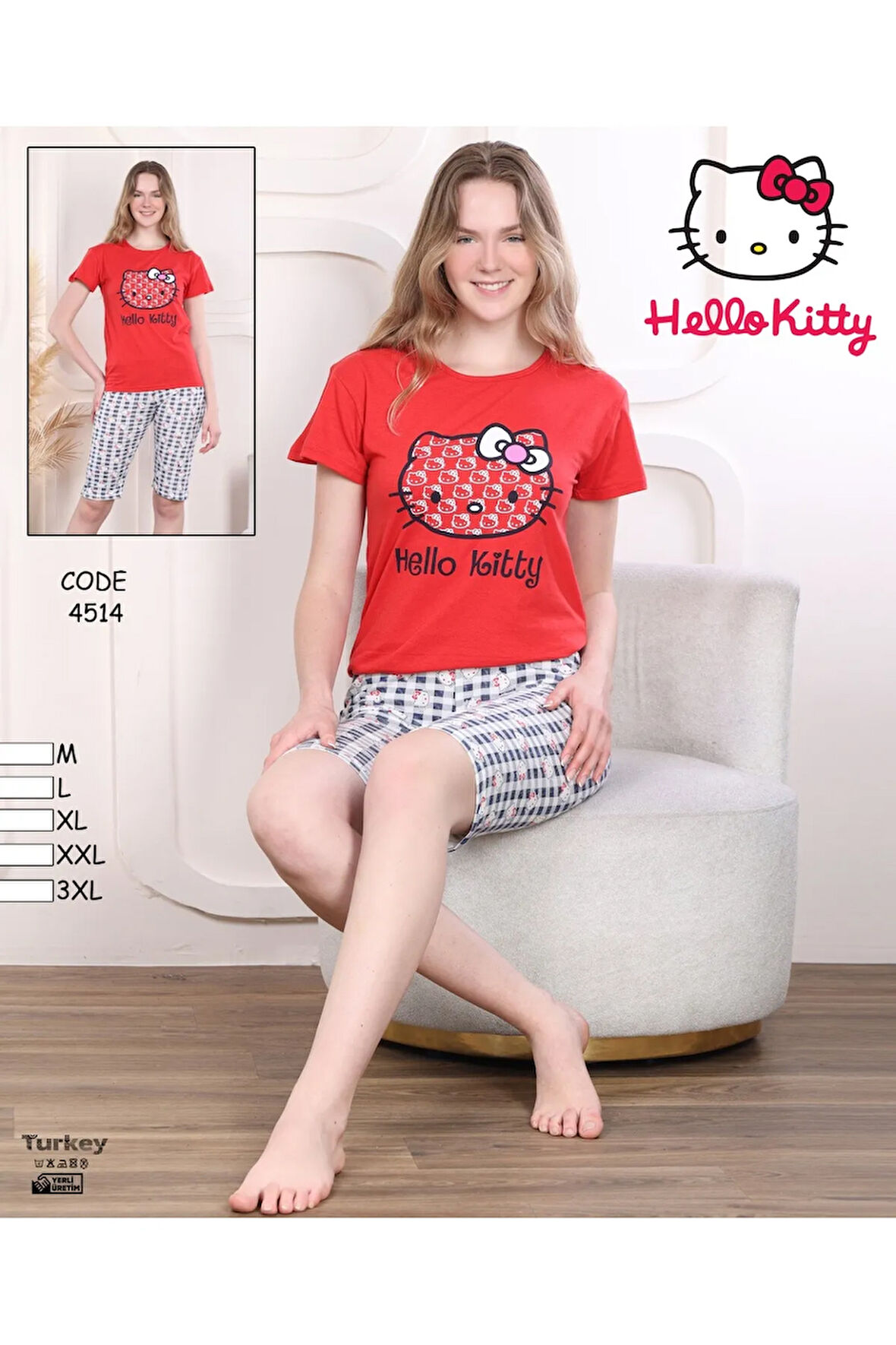 Kadın Homewear Hello Kitty Pijama Takımı Yeni Sezon