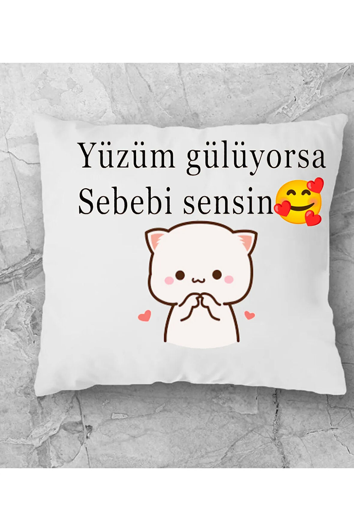 yüzüm gülüyorsa sebebi sensin yazili yastik