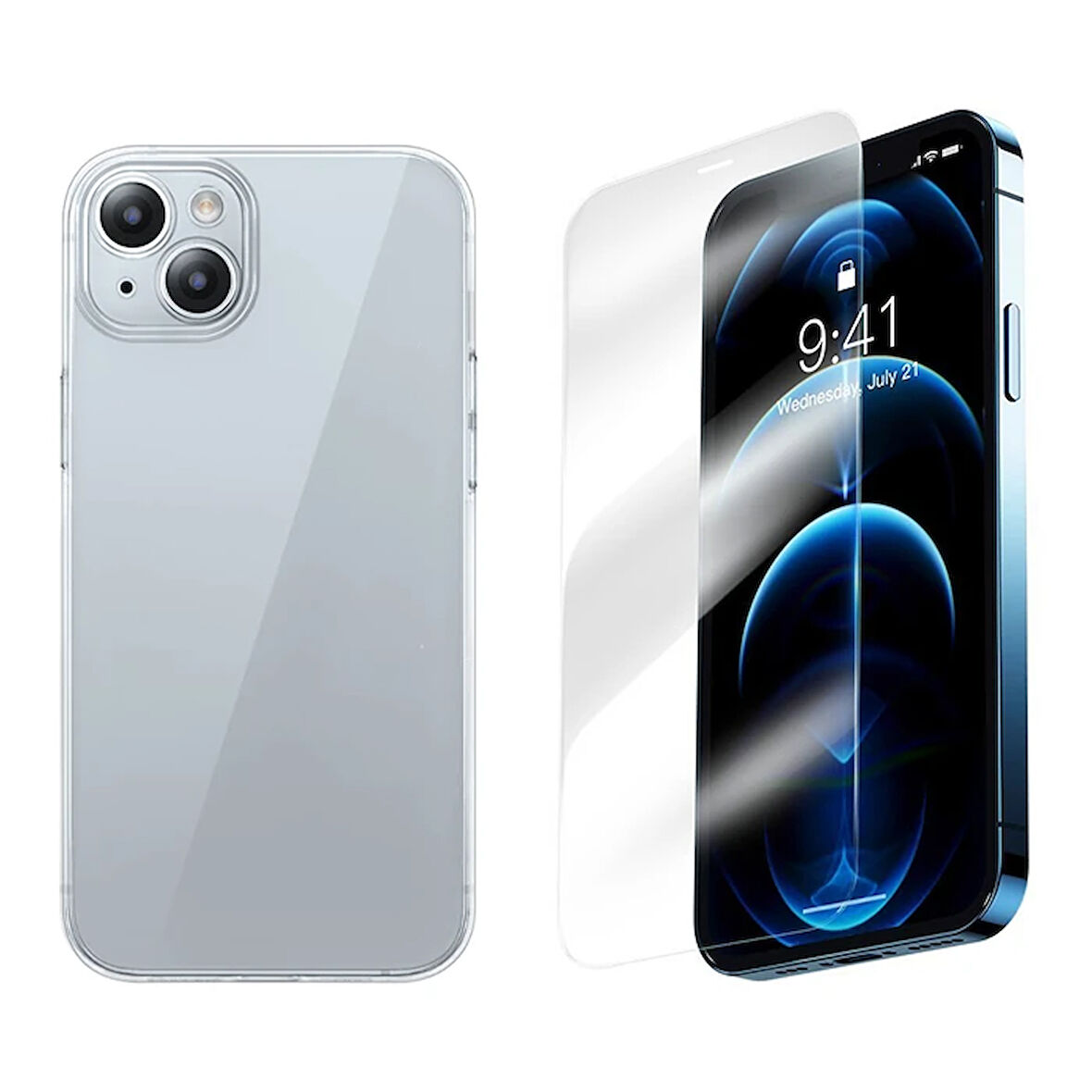 15 Corning Serisi Silikon Kılıf + Tempered Ekran Koruyucu Set-(5775)