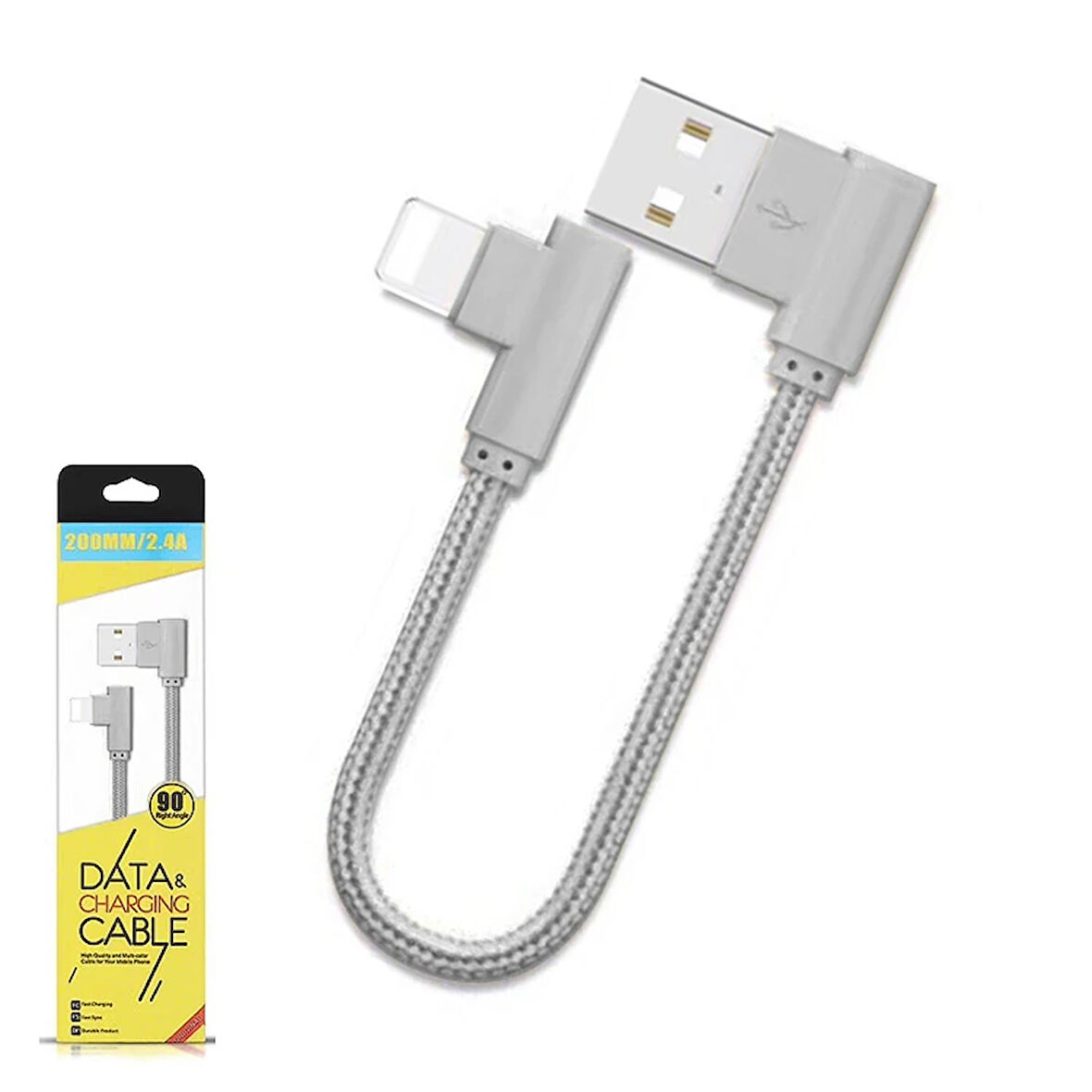 Ally İphone Eğik Başlı Halat Usb Kablo 20Cm-(5775)