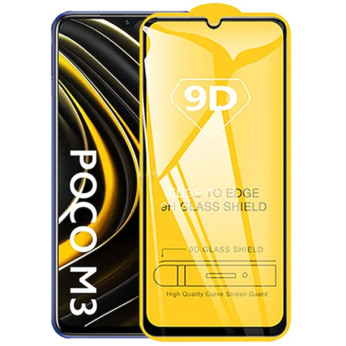 Ally Poco M3 9D Full Glue Tempered Cam Ekran Koruyucu-(5775)