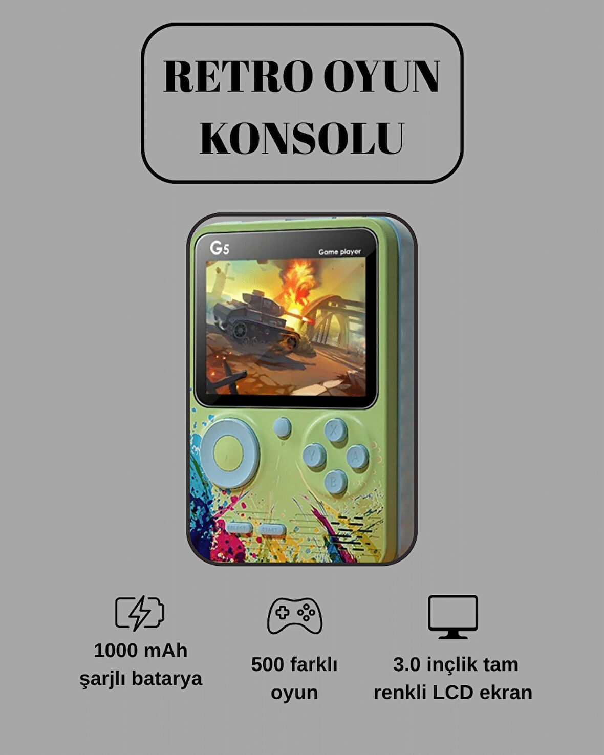 G5 Game Box Mini Oyun Konsolu – 500 Dahili Oyun
