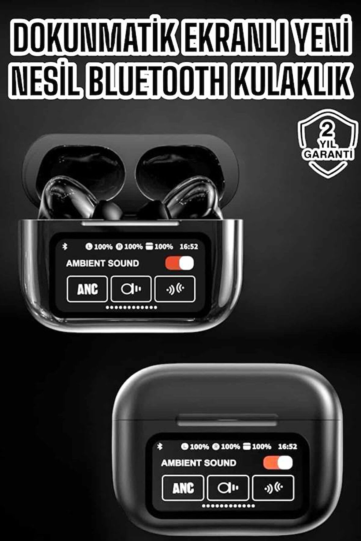 Bluetooth Kulaklık Kablosuz Ekranlı Anc/Enc Destekli Dokunmatik