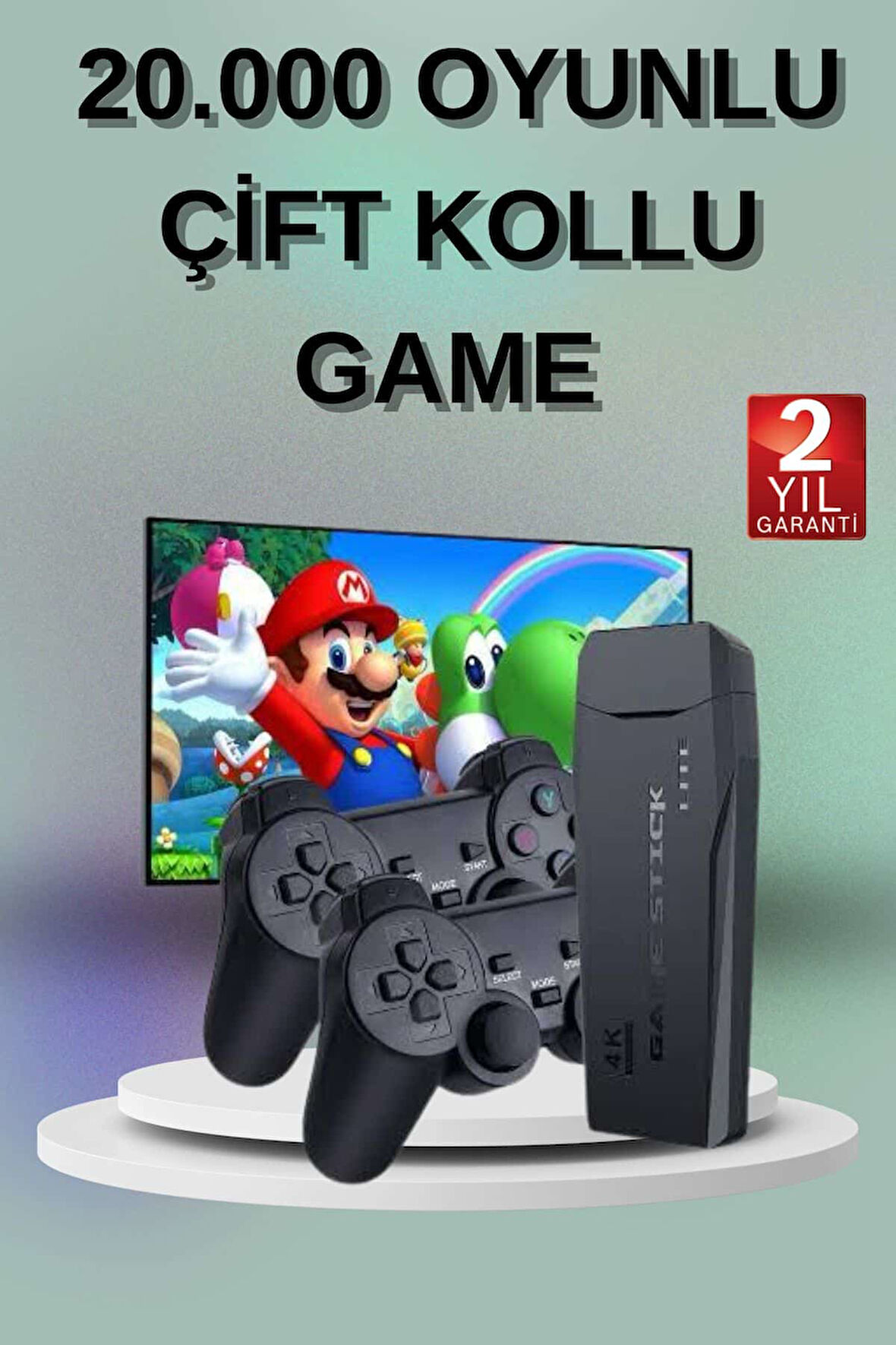 2 Kollu Kablosuz 2.4G Oyunlar 4K Game Stick 3500 Oyun Atari