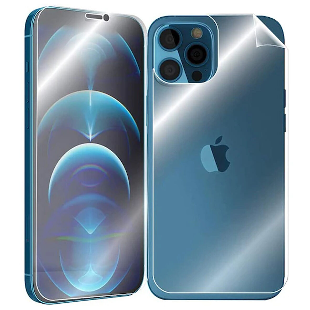 İphone 12 6.7 Film Ön Arka Full Koruyucu Membran Nano Hidrojel Koruyucu Set-(5775)