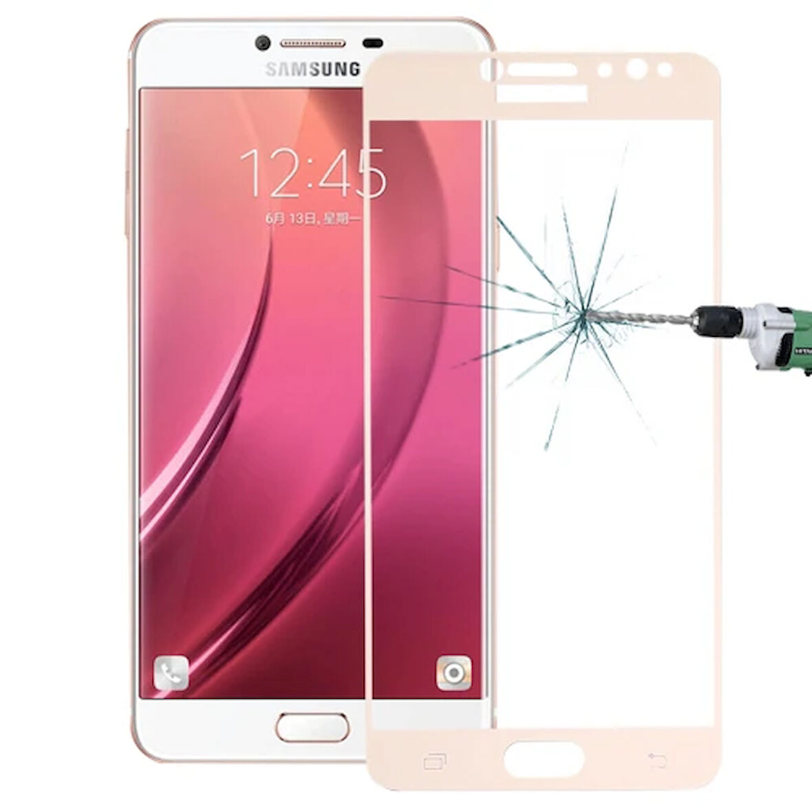 Sm C8 J7+ 3D Full Kaplama Kırılmaz Cam Ekran Koruyucu-(5775)