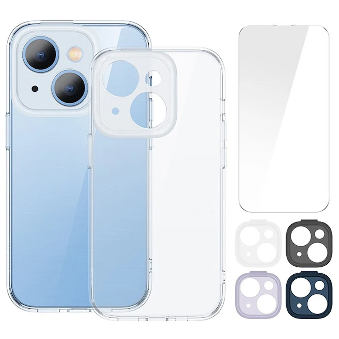 Illusion Series 14 6.7 Silikon Kılıf + Tempered Ekran Koruyucu + 4X Kamera Koruyu-(5775)