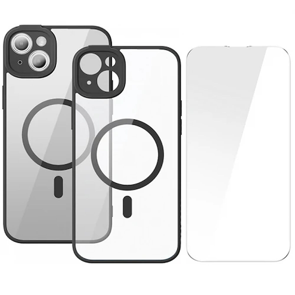 Frame Series 14 6.7 Kamera Koruyuculu Kılıf + Tempered Ekran Koruyucu Set-(5775)