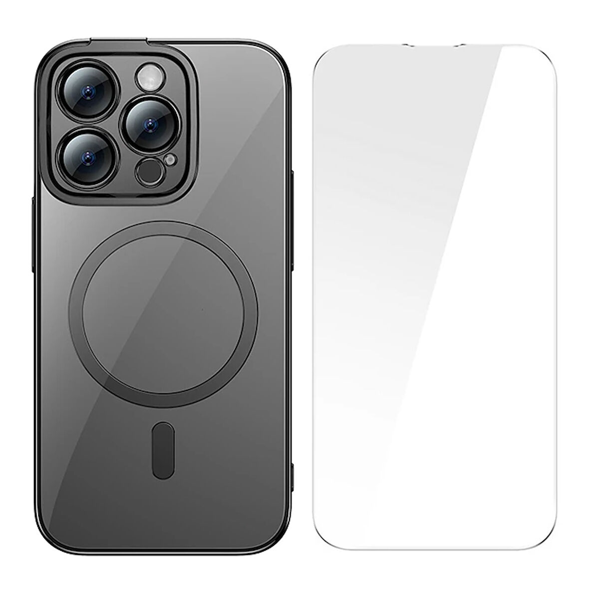 Glitter 14 6.7 Silikon Kılıf + Tempered Ekran Koruyucu Set-(5775)