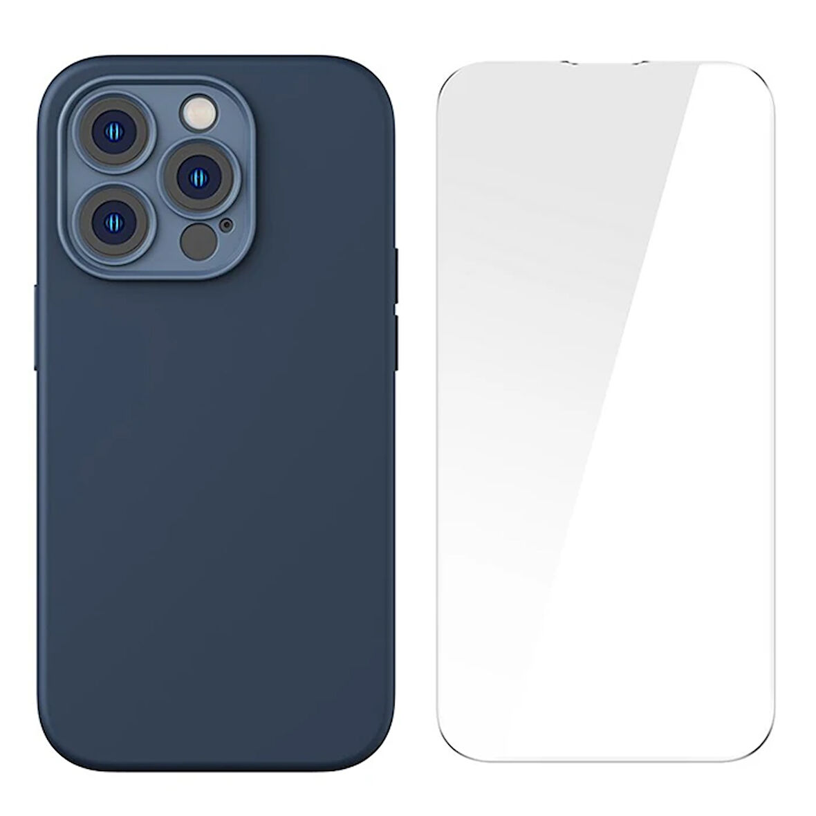 Liquid Silica Gel 14 6.1 Silikon Kılıf + Tempered Ekran Koruyucu Set-(5775)