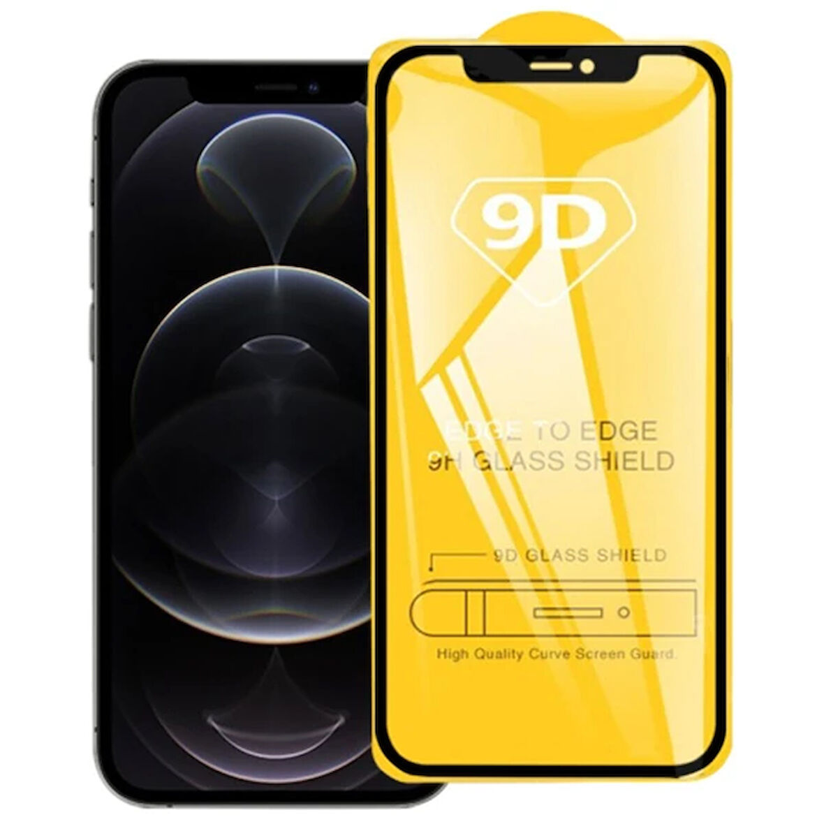 Ally İphone 12/12 6.1 9D Full Glue Tempered Cam Ekran Koruyucu-(5775)