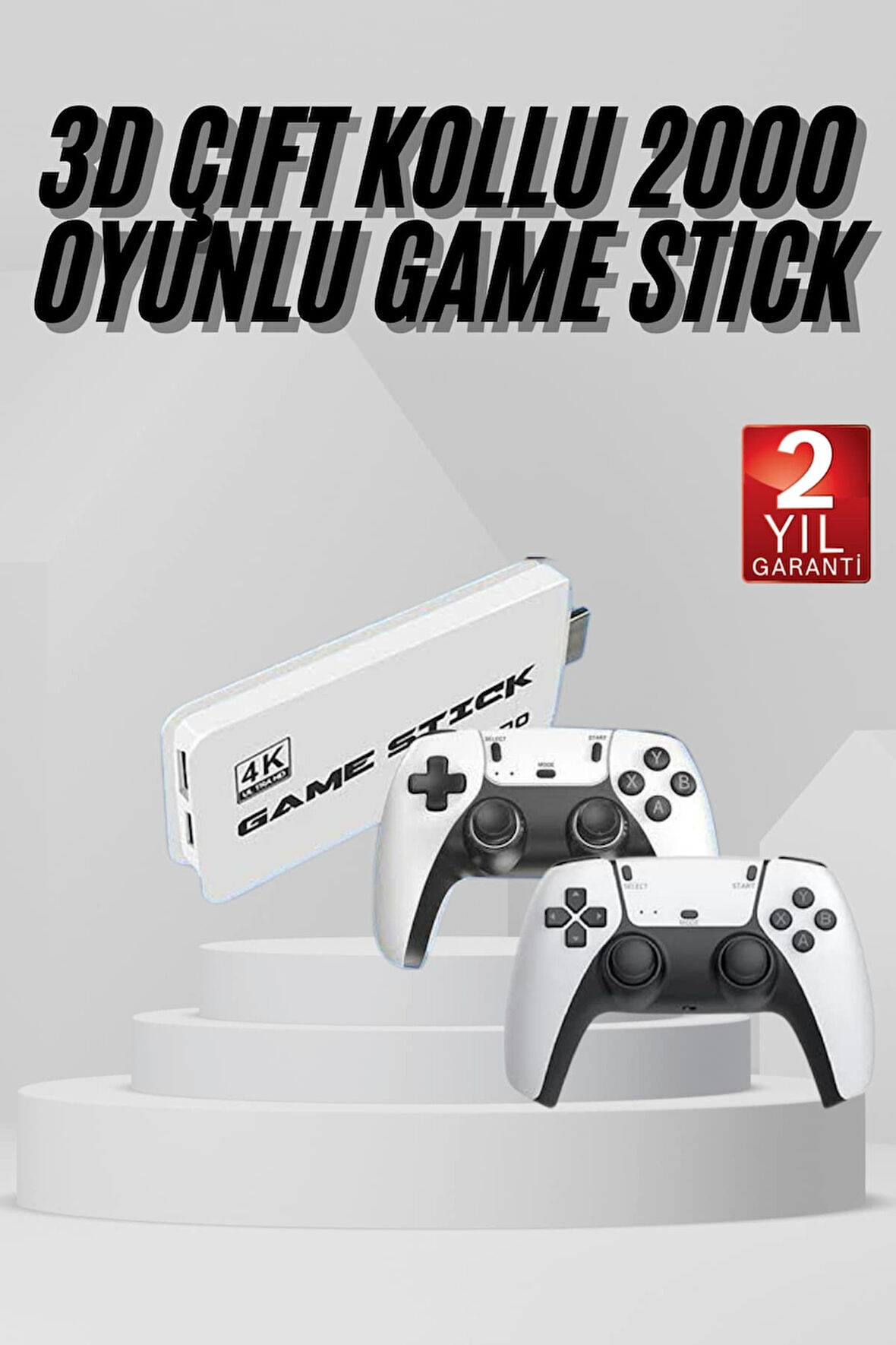 Yeni Nesil 3D 4K 2000 Oyunlu Game Stick Oyun Konsolu Çift Konsol
