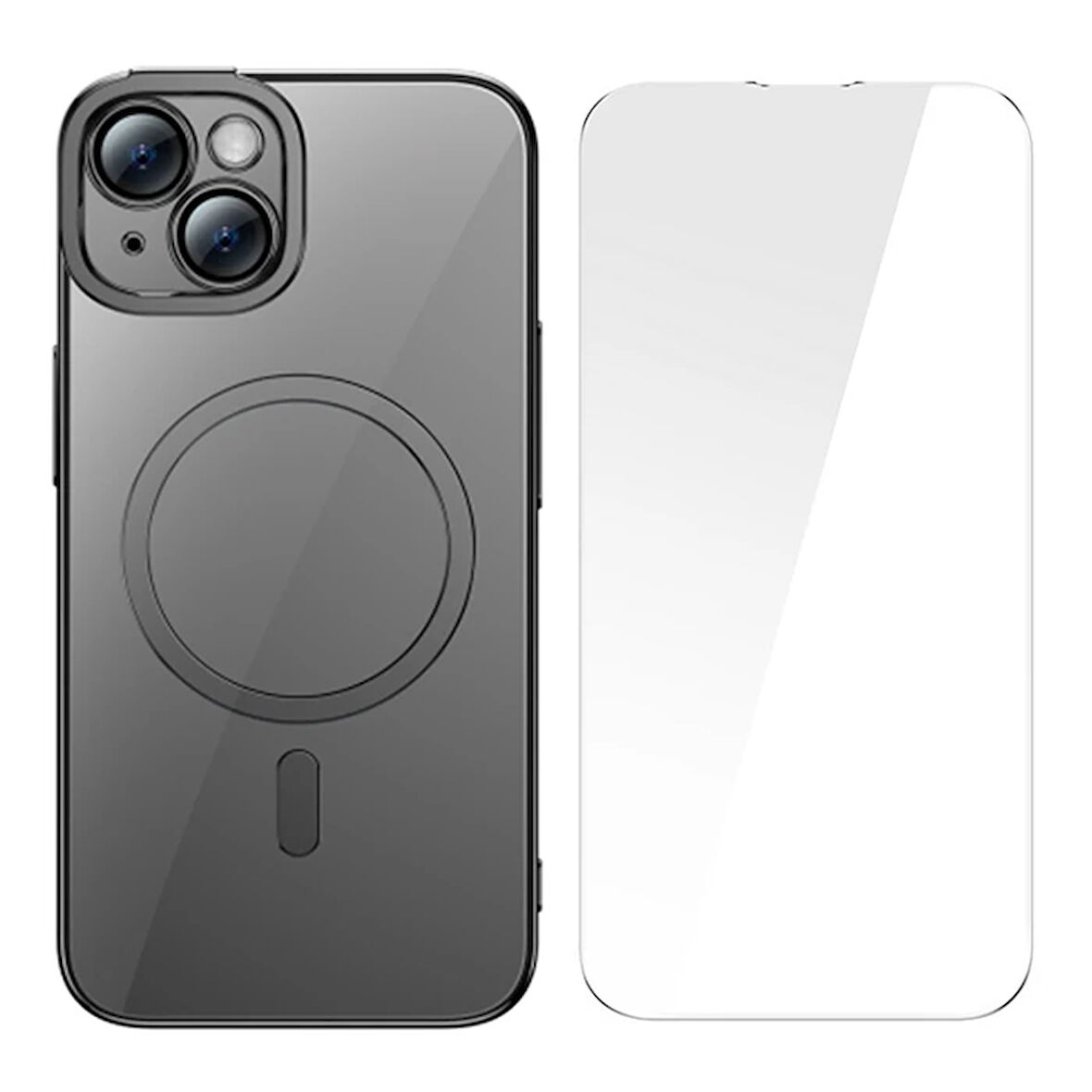 Glitter 14 6.1 Silikon Kılıf + Tempered Ekran Koruyucu Set-(5775)