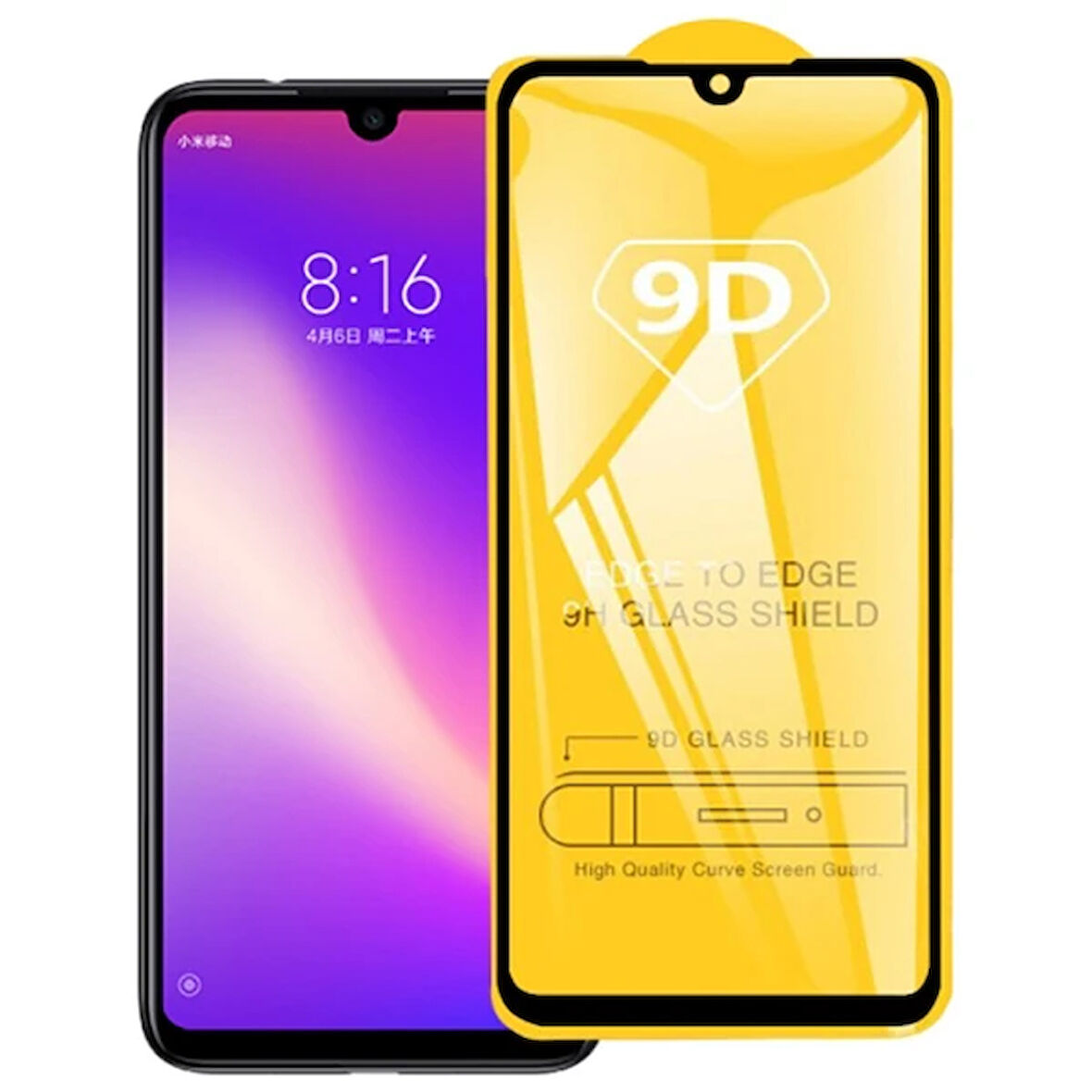 Redmi Note 7 9D Full Glue Tempered Cam Ekran Koruyucu-(5775)