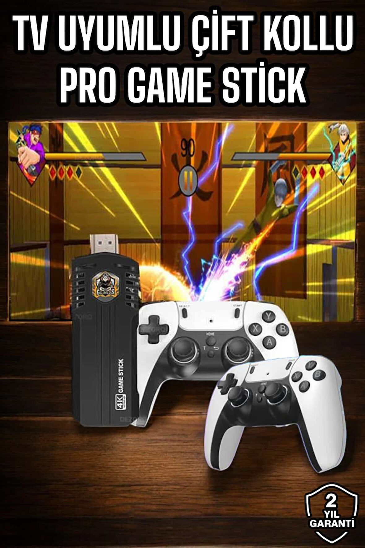 8K Android Tv Gme Stick Video Oyun Konsolu Aile 35000 Oyunlu Çift Kollu