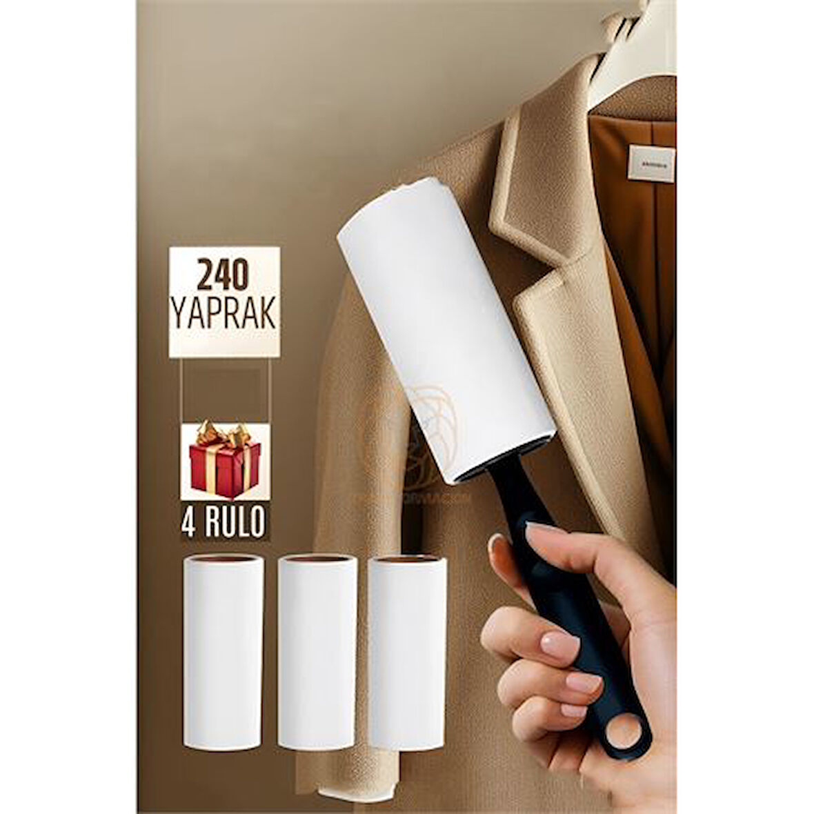 Turk Tüy Alıcı Rulo Tüy Toplayıcı 240 Yaprak 4 Top