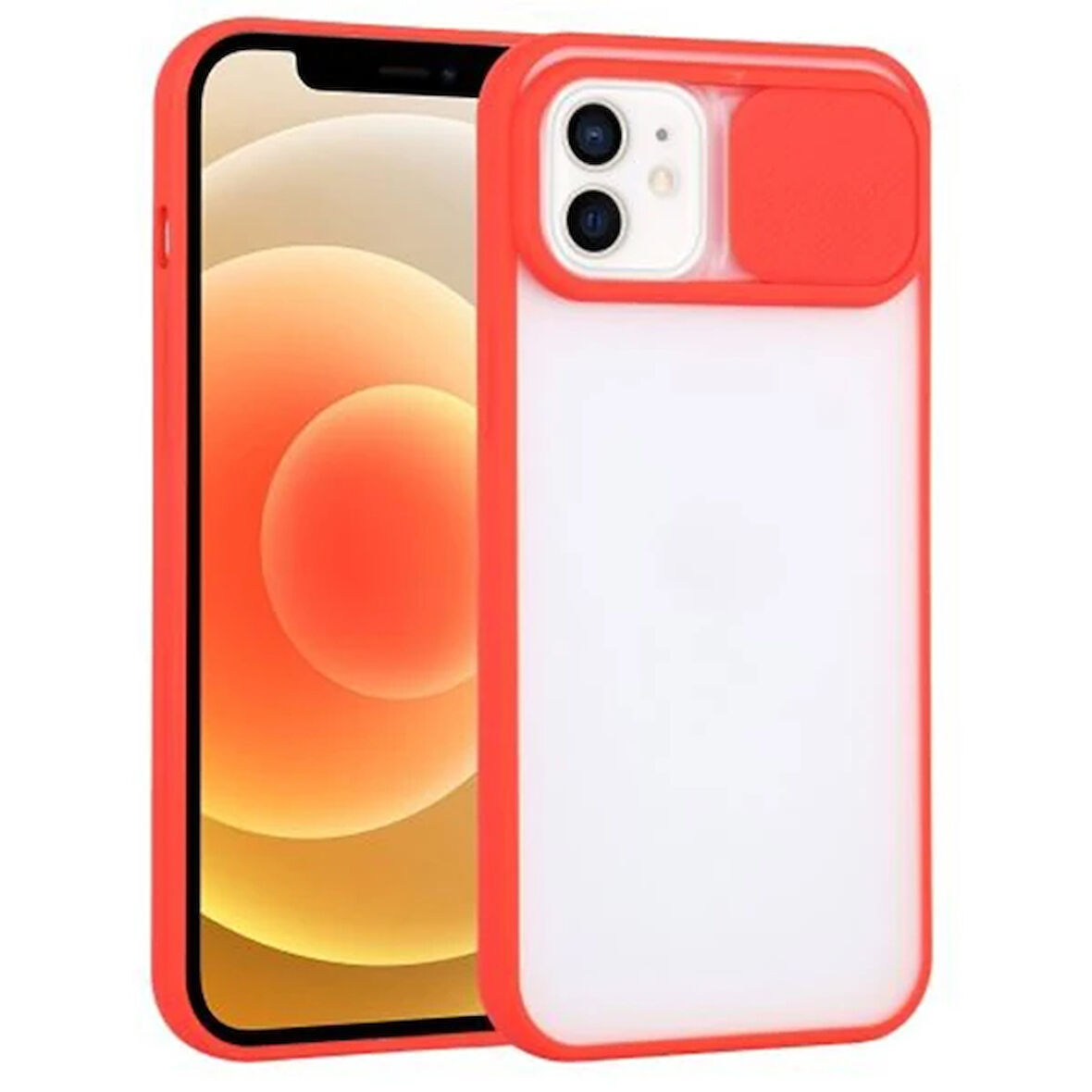 Ally 12 6.1 Kamera Lens Korumalı Sürgülü Tpu Şeffaf Kılıf-(5775)