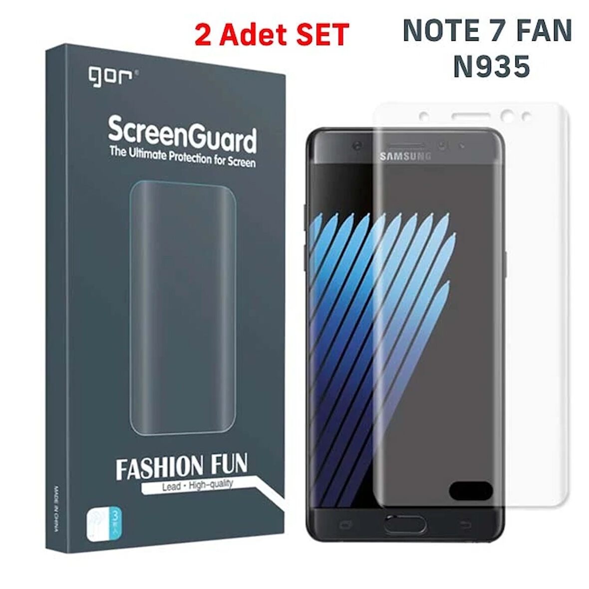Gor Note 7 Fan 3D Kavisli Darbe Emici Full Ekran Koruyucu 2 Adet Set-(5775)