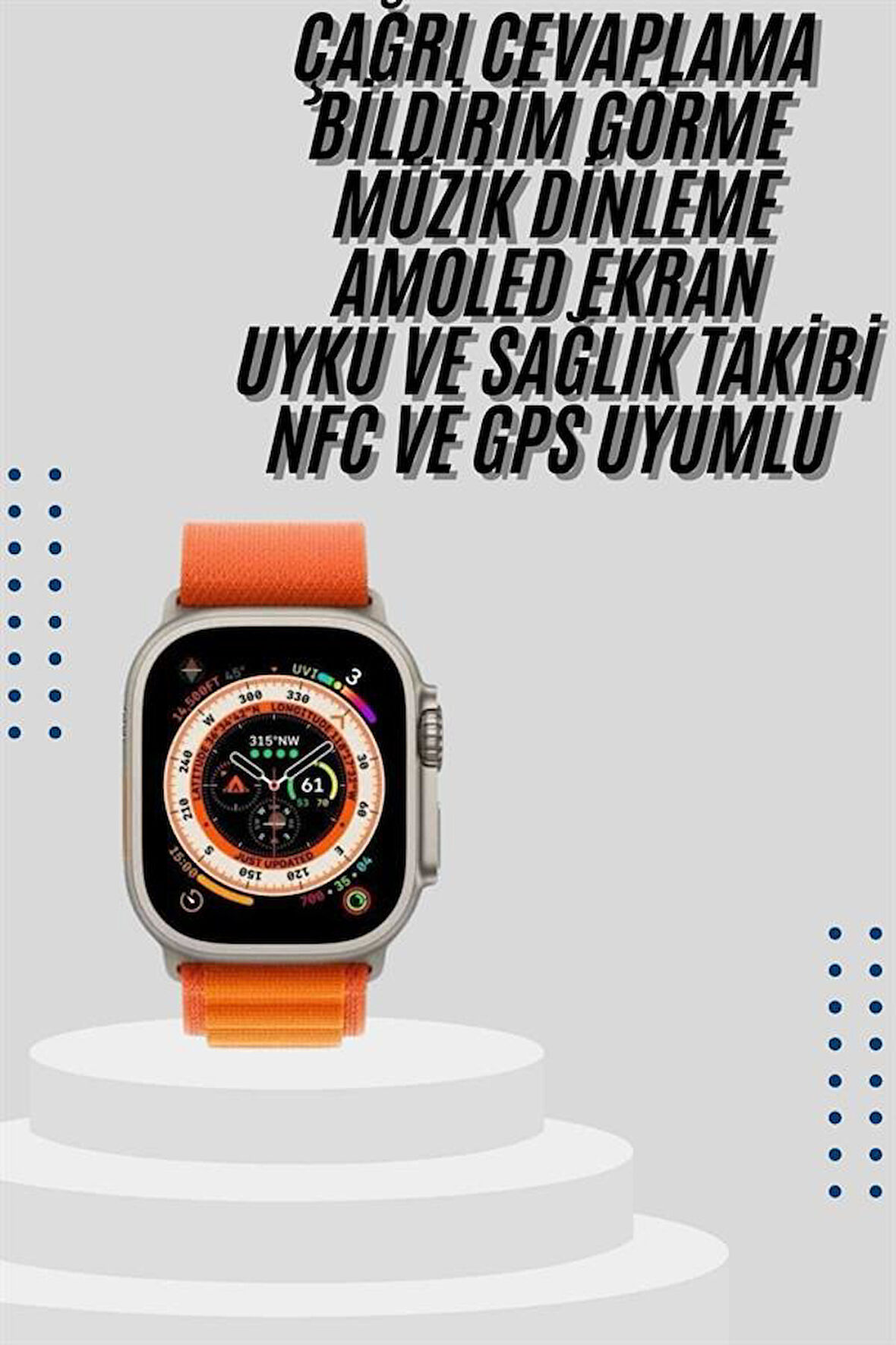 Akıllı Saat Bleutooth Bağlantılı Akıllı Saat Amoled Ekran 49 Mm