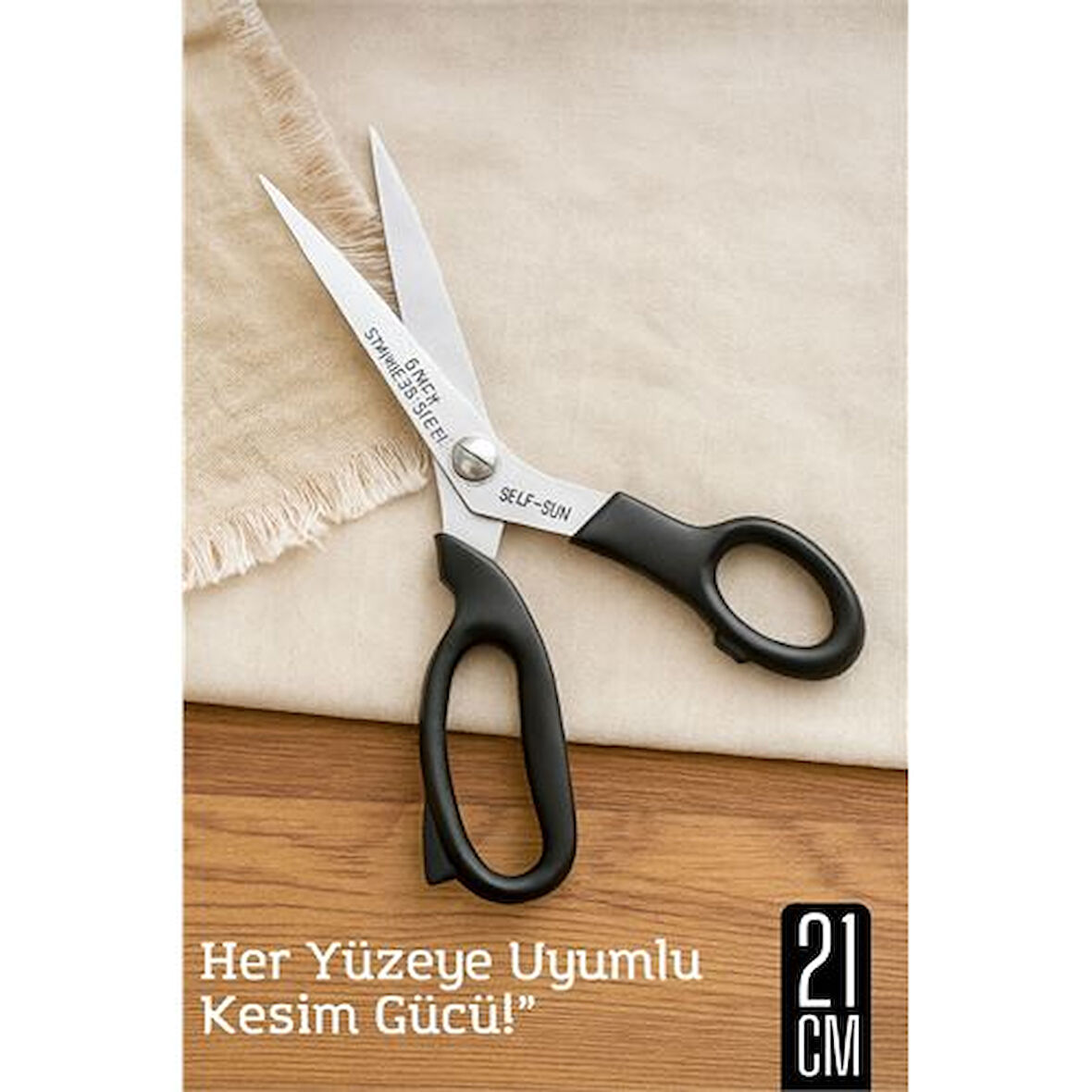 Hsnet Çok Amaçlı Makas – 21 Cm Uzunluk | 11 Cm Kesim Bıçağı | Paslanmaz Çelik Ergonomik Sap