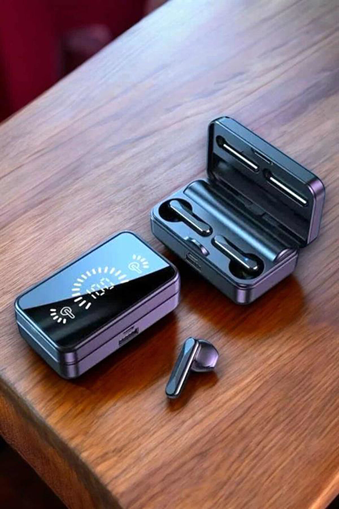 Aynalı Bluetooth Kulaklık Telefon Standlı Dijital Göstergeli