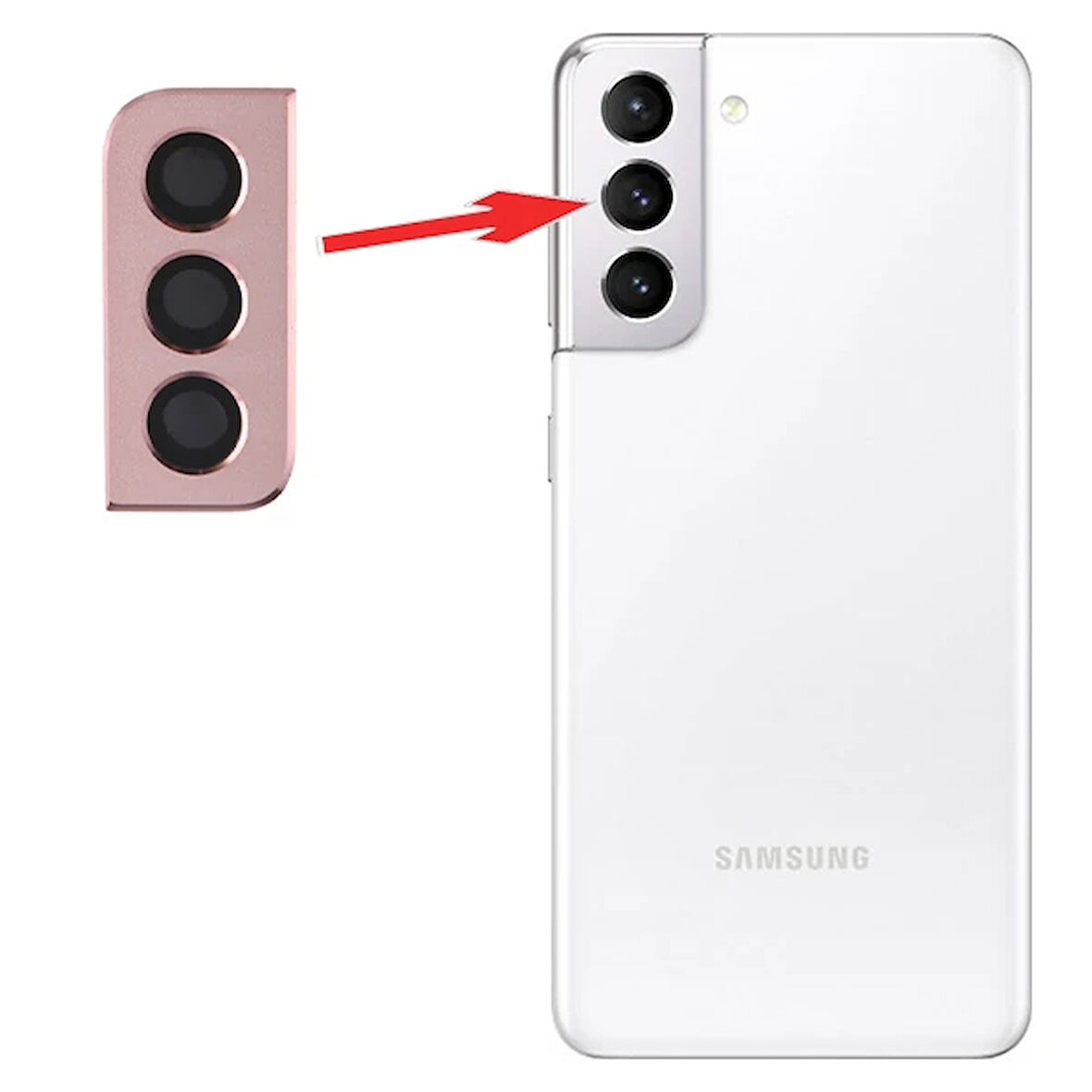 Sm S21 G991 Metal Çerçeveli Kamera Lens Full Set-(5775)