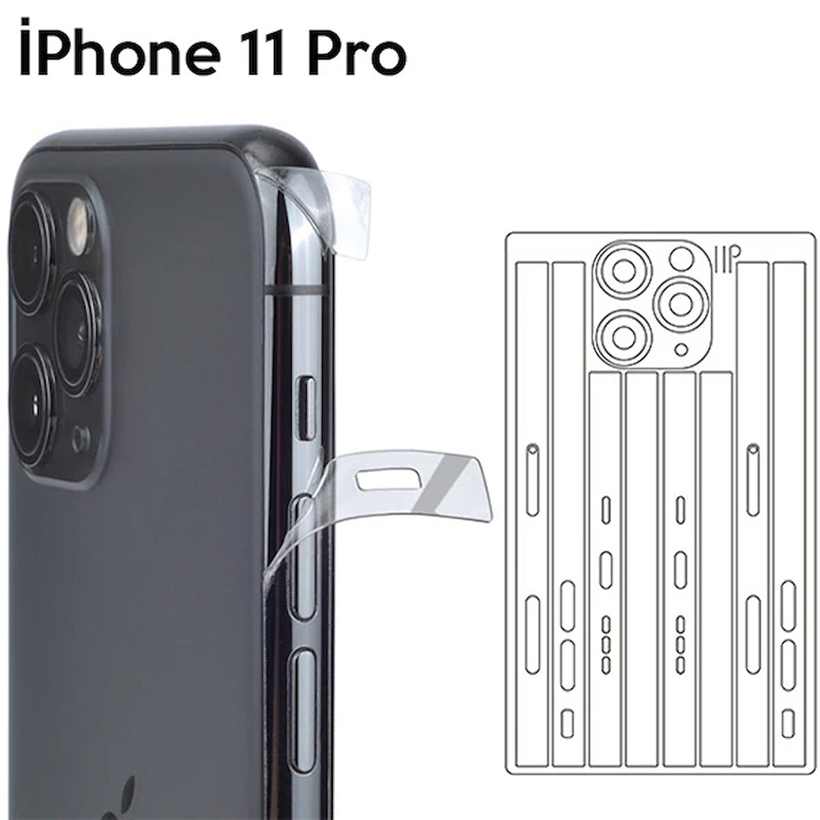 İphone 11 5.8 Hidrojel Hayalet Yan Alt Üst Kamera Kaplama Film-(5775)