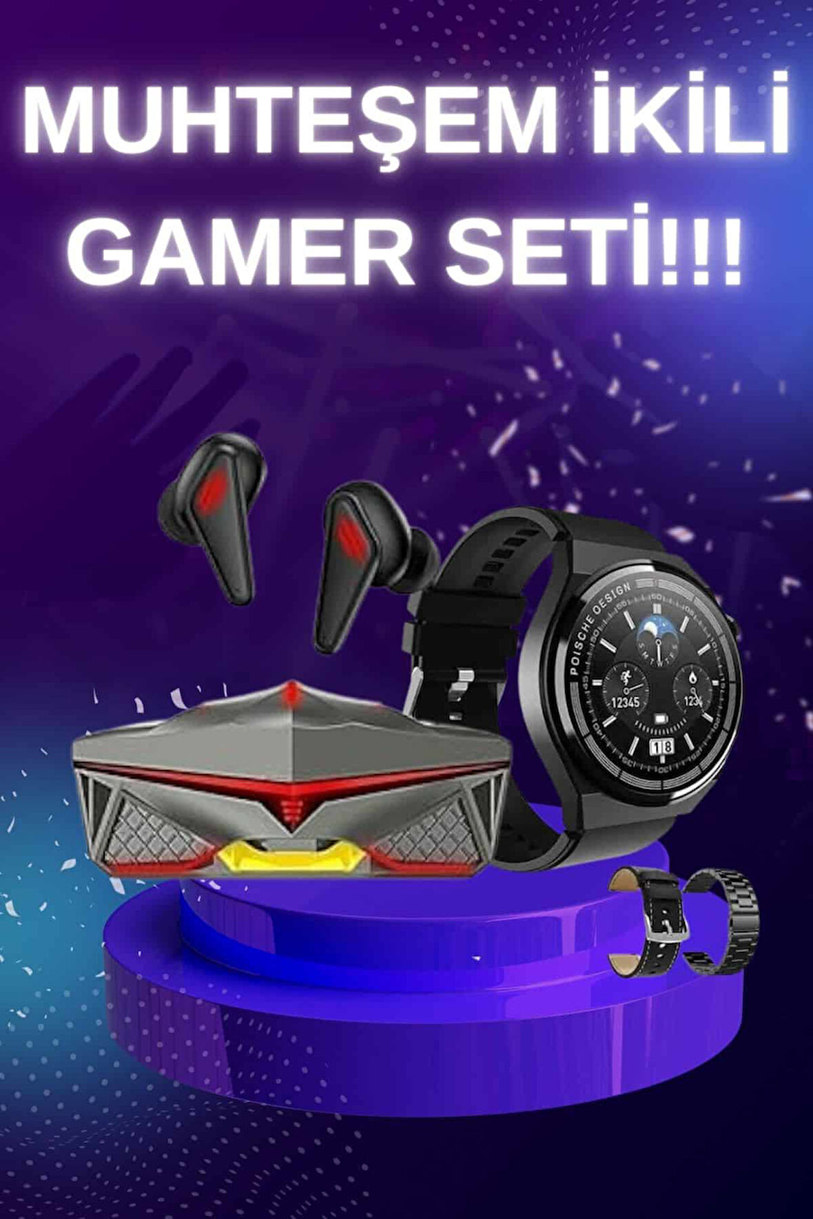 Anc Özellikli Bluetooth Kulaklık Ve Amoled Ekran Akıllı Saat Uyku Ve Sağlık Takibi Nabız Ölçer